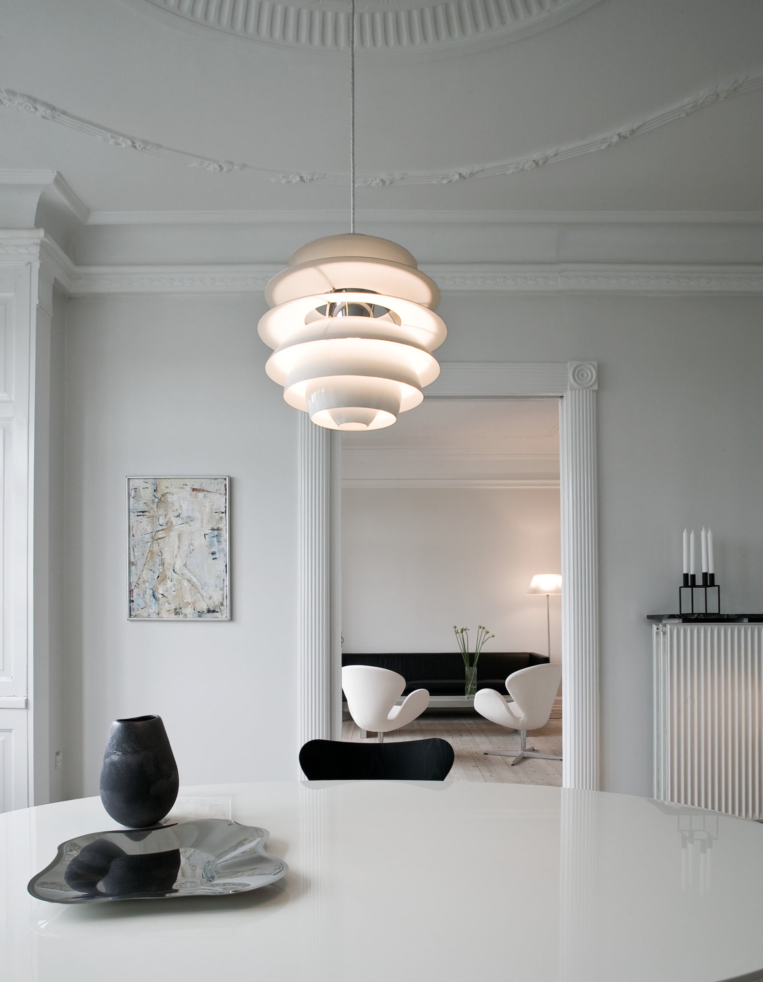 Pendant lamp PH SNOWBALL white with chrome finish
