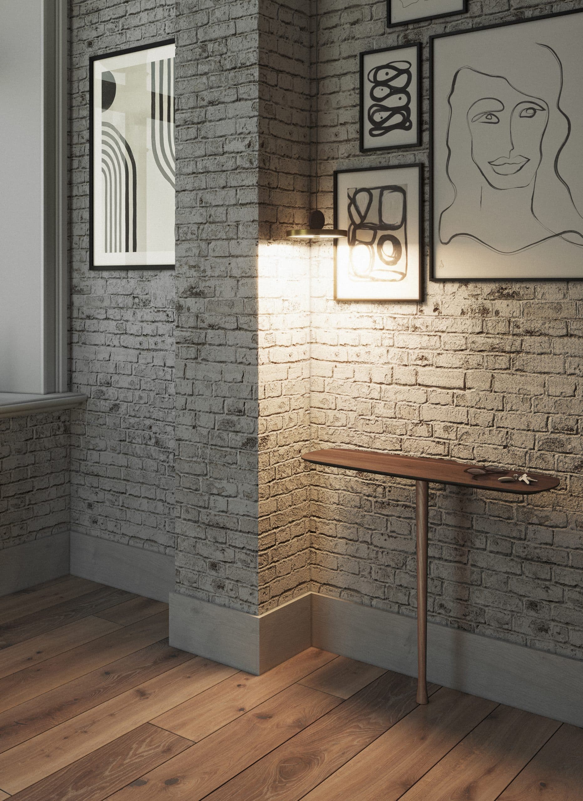 Konsola ścienna UNICA - CONFIGURATION 02 fornir orzechowy