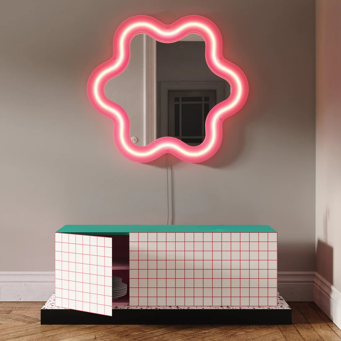 Komoda SUPERCABINET RED GRID biały z turkusowym