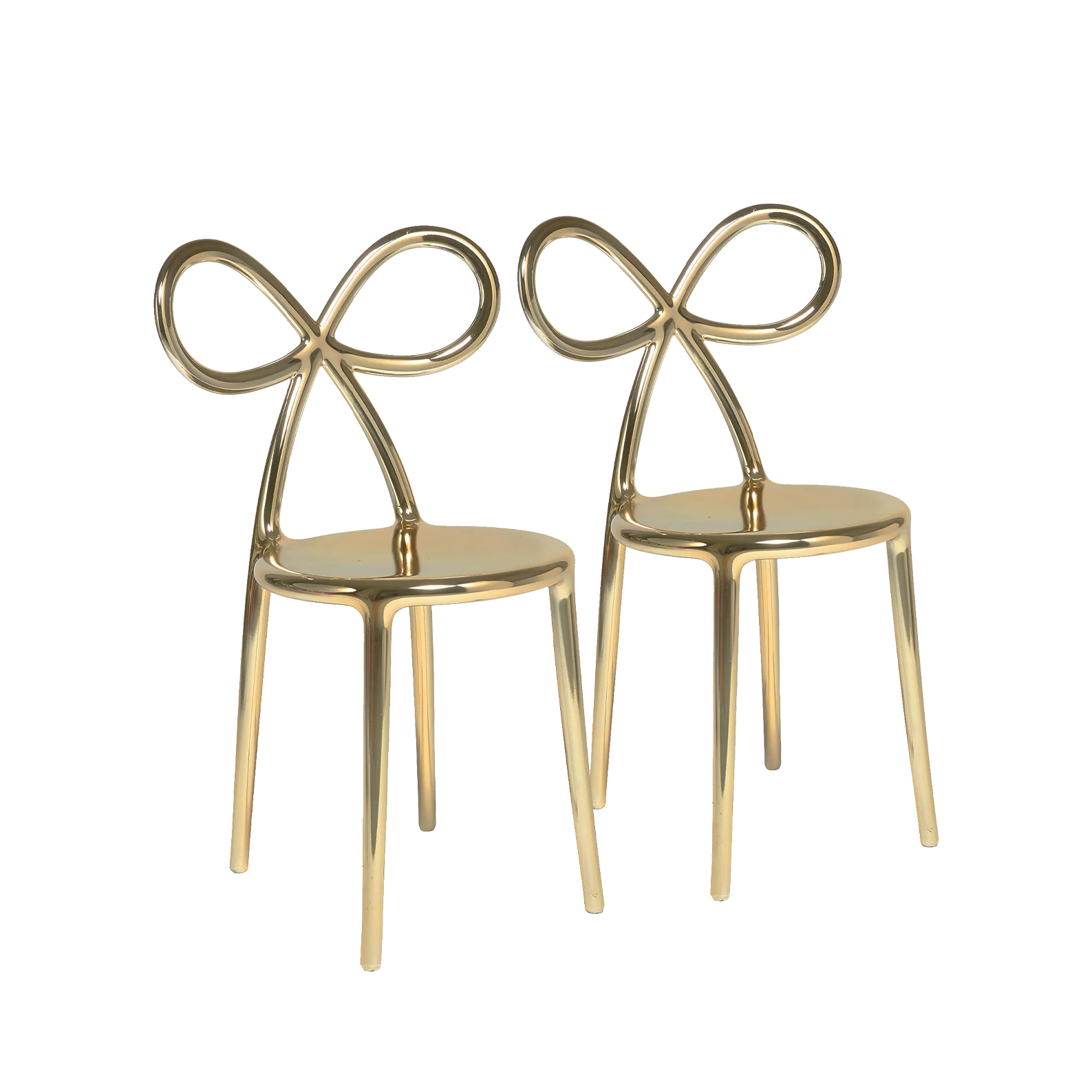 A set of 2 Ribbon golden chairs