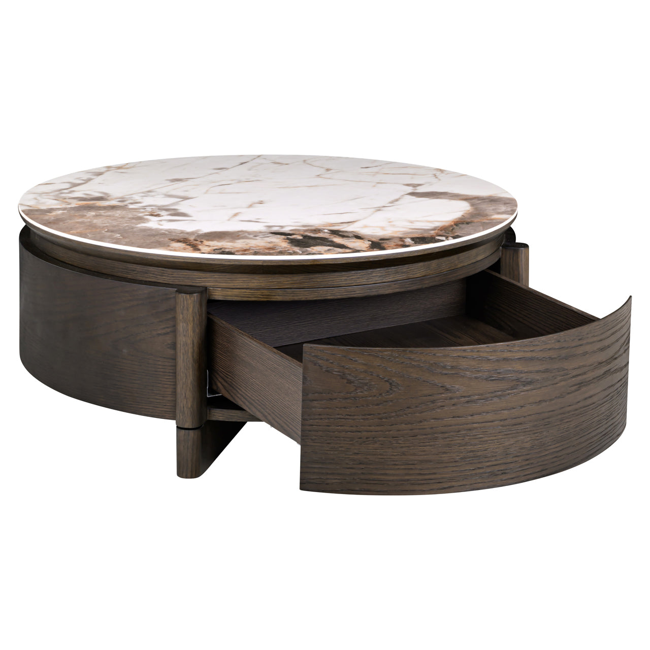 Stolik kawowy LANGFORD drewno dębowe z ceramicznym blatem