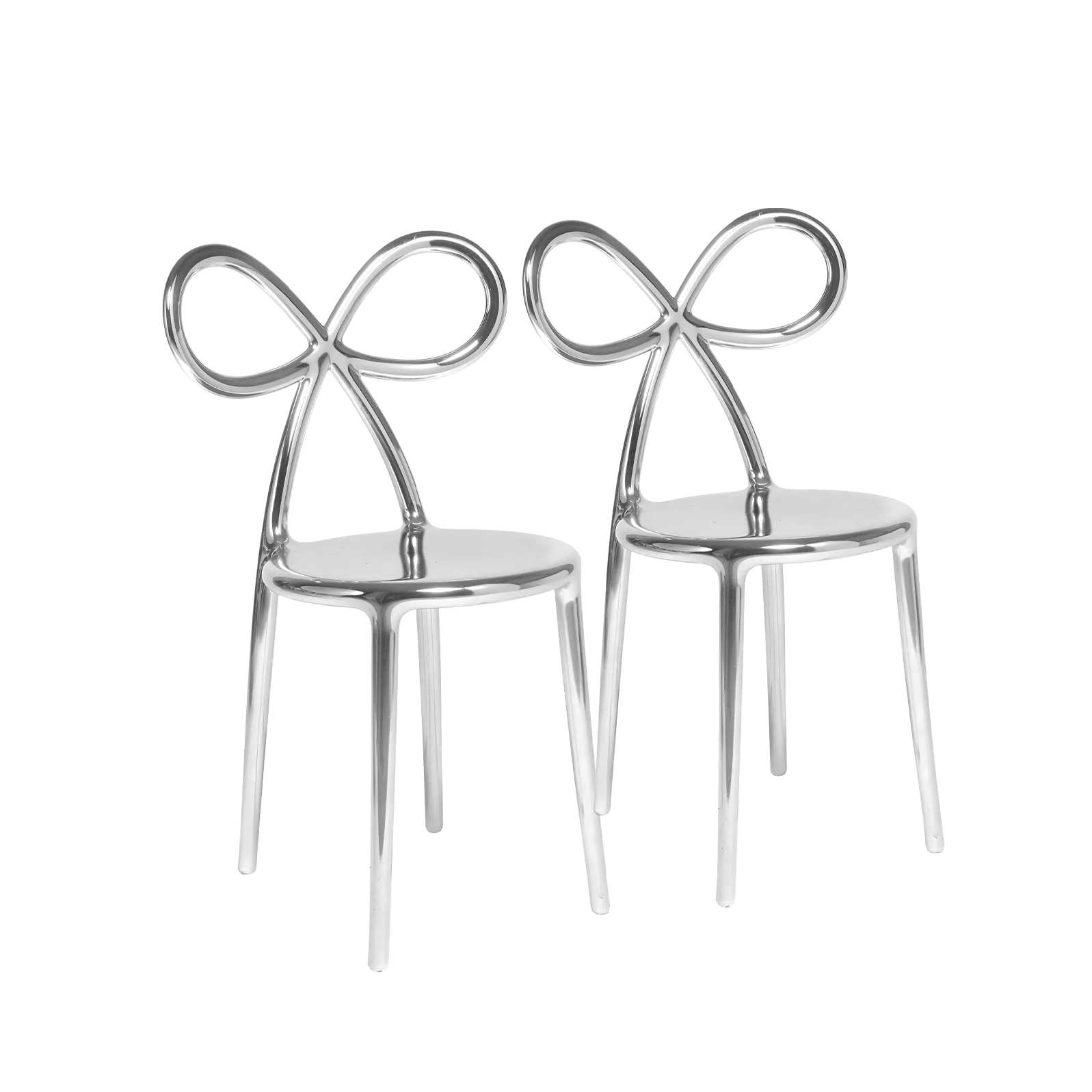 Set of 2 RIBBON chairs silver
