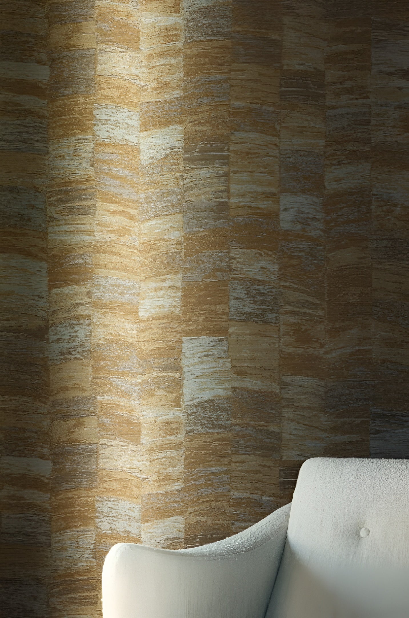 Textile wallpaper with a geometric pattern PUEBLOS - SAND beige