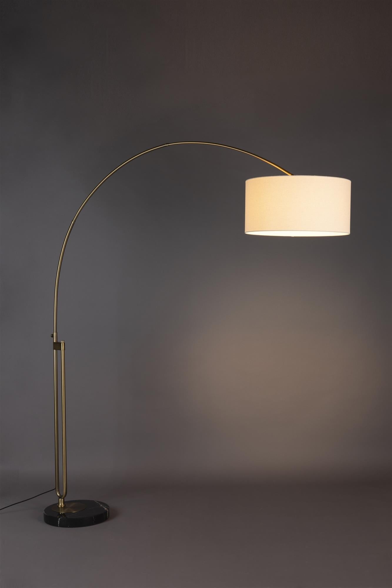 ARCHIE beige arc floor lamp with black marble