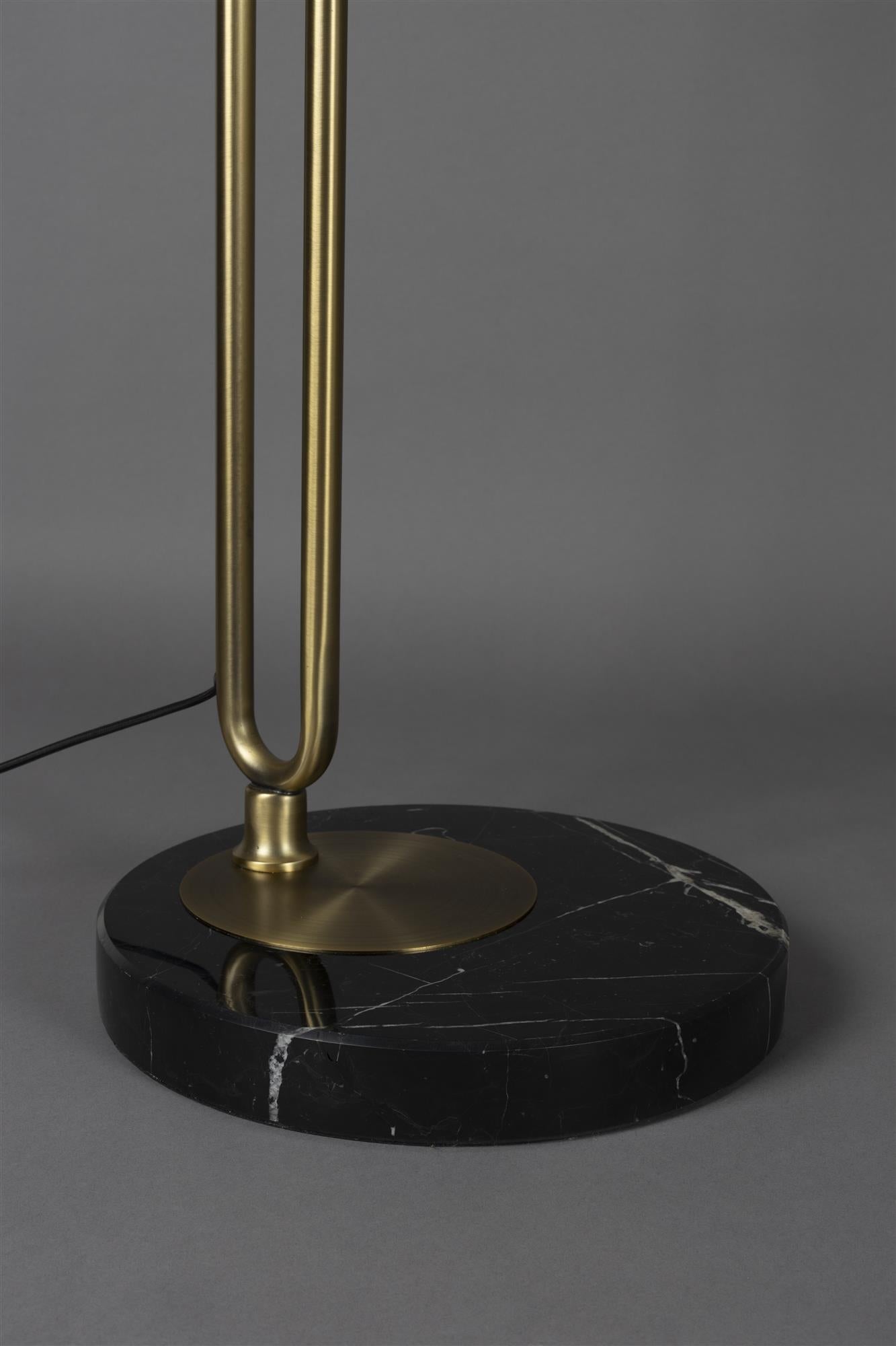 ARCHIE beige arc floor lamp with black marble