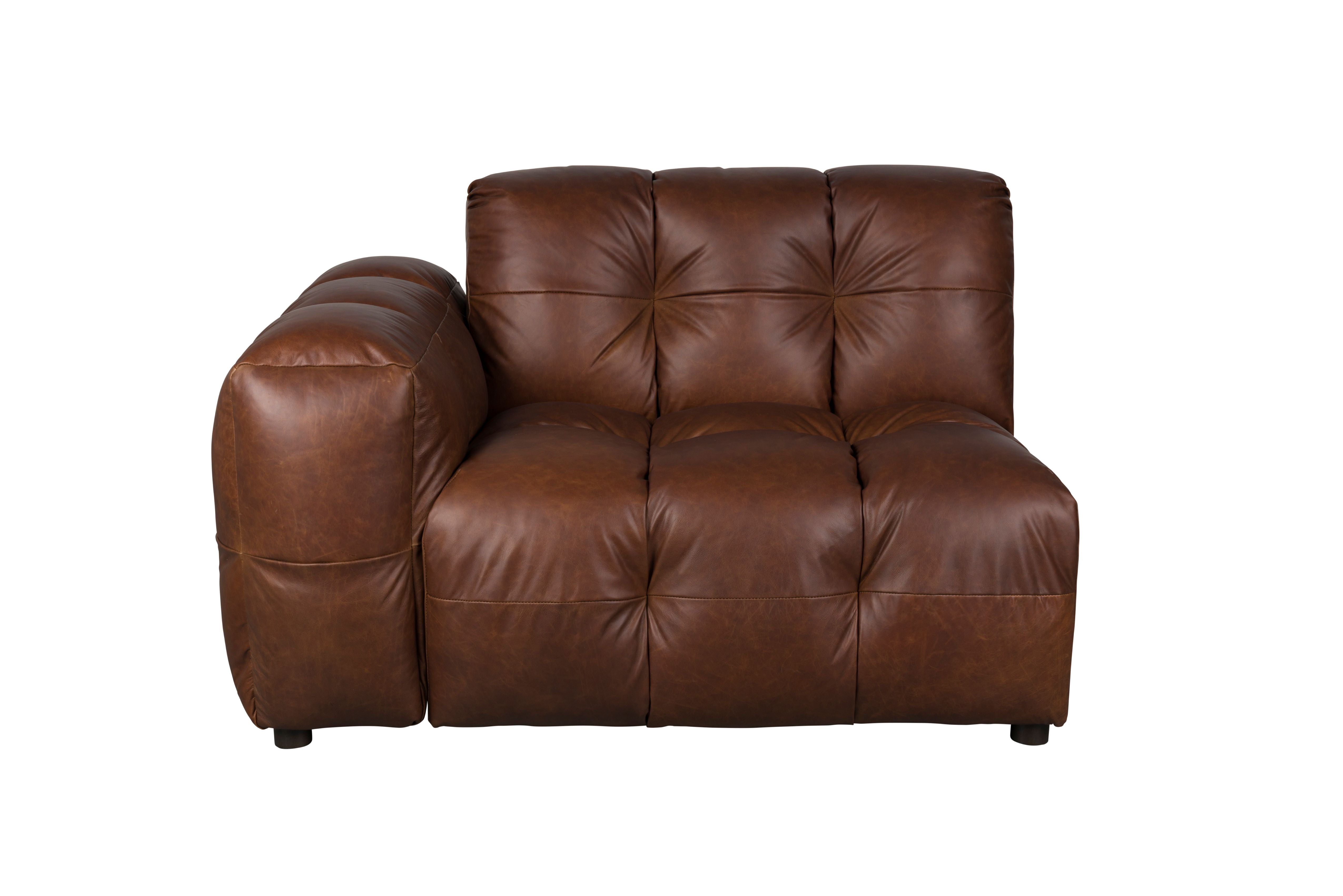 Sofa modułowa HACKMAN - element końcowy lewostronny czekoladowa skóra