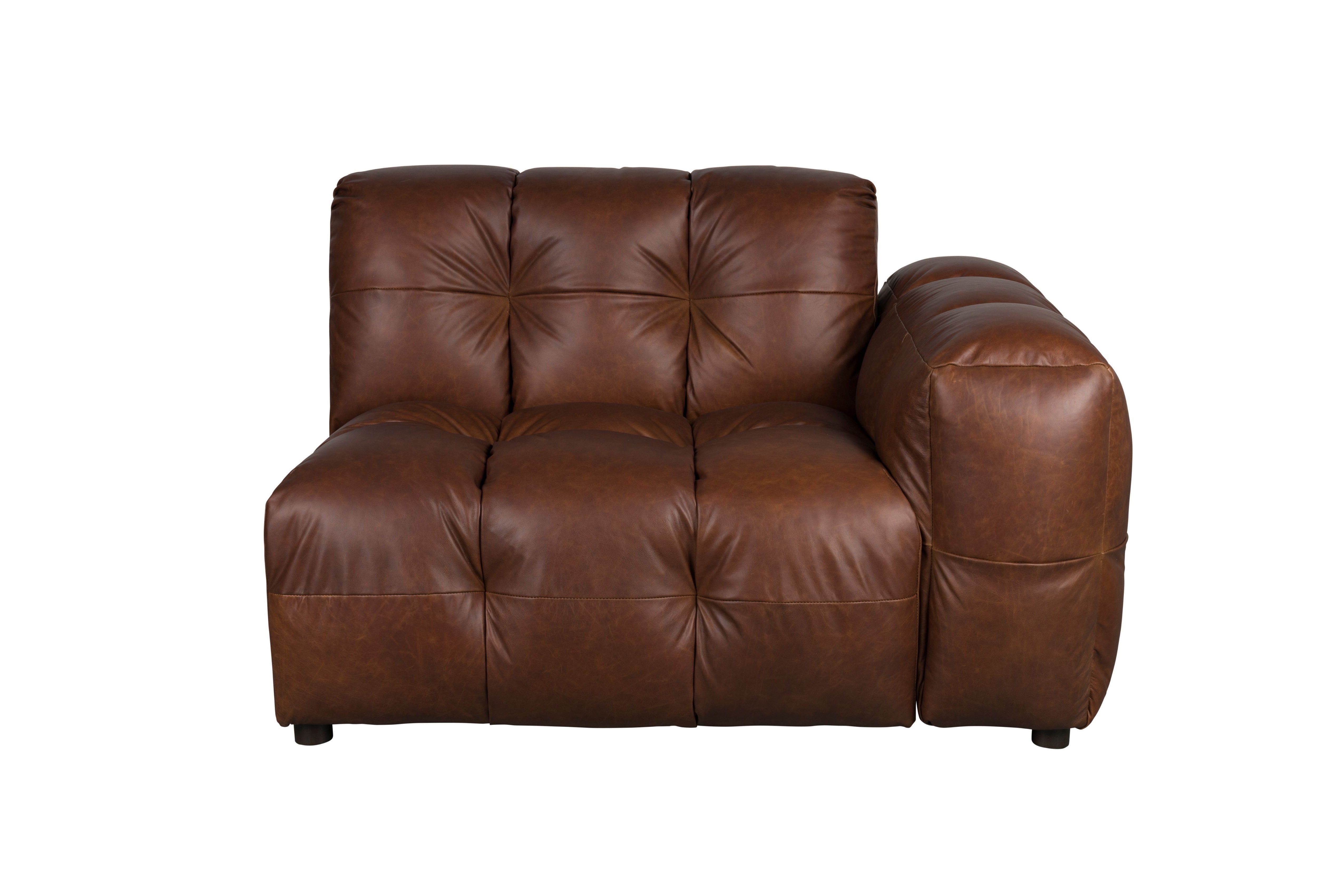 Sofa modułowa HACKMAN - element końcowy prawostronny czekoladowa skóra