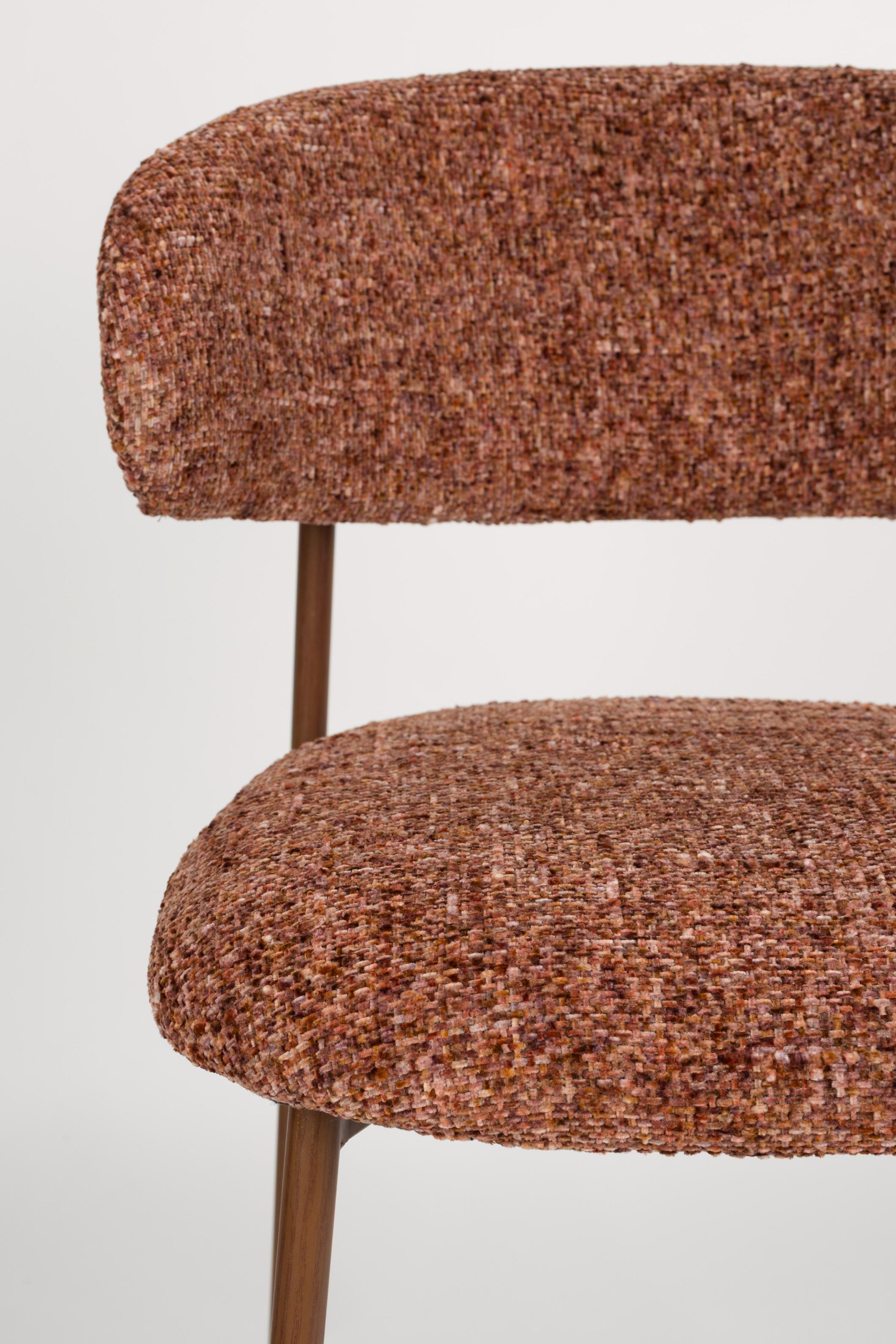 Krzesło barowe CLAES terakota z brązową podstawą