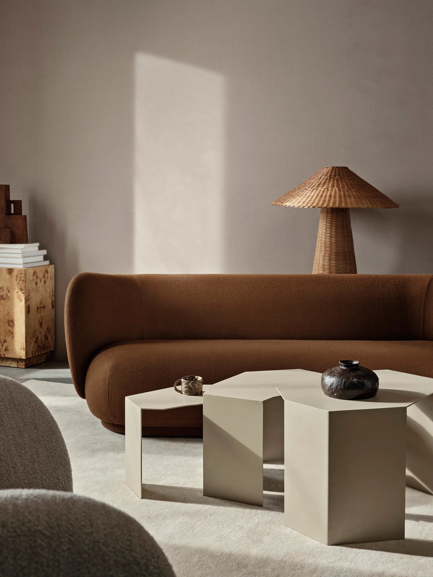 Rico Wool Bouclé 4-Personen-Sofa gebrochen Weiß