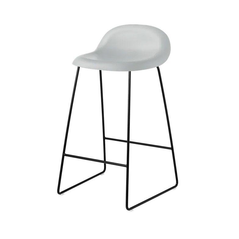Hocker GUBI 3D graues Sitzpolster mit schwarzem Fuß