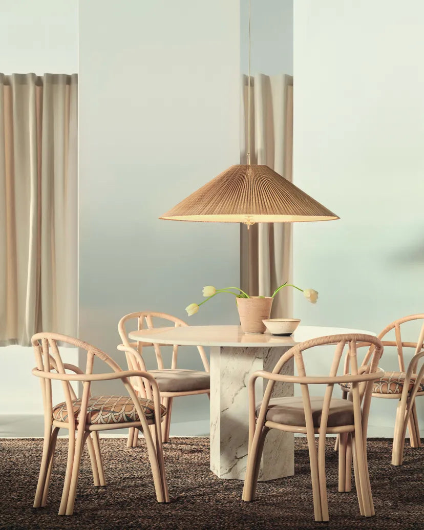 Upholstered BISTRA Chair with Rattan Base