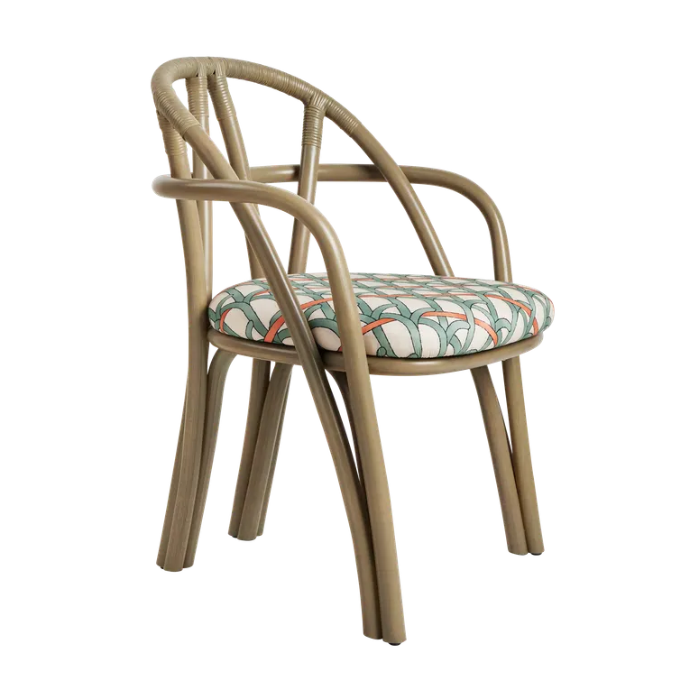 BISTRA upholstered chair with an olive rattan base