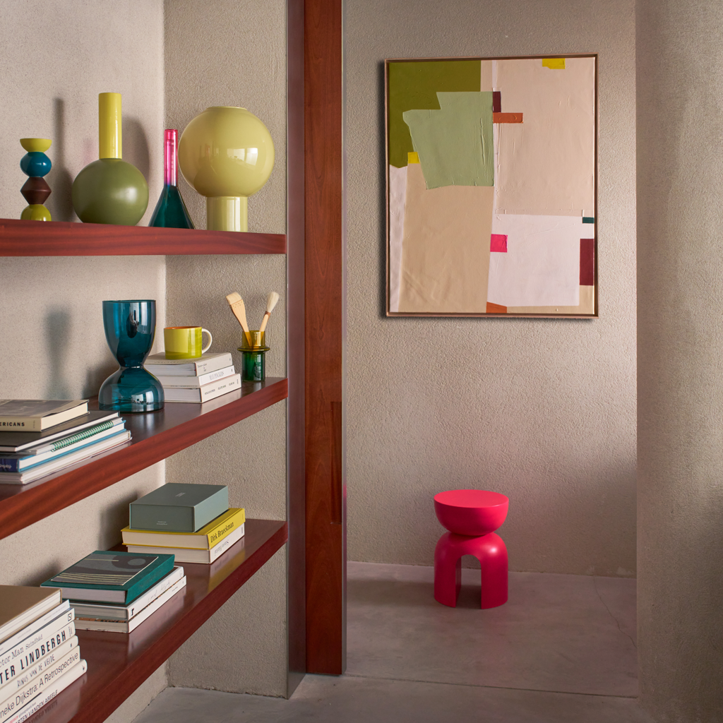 SIGNE brown candle holder with green