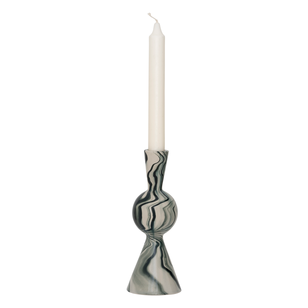 White ceramic candle holder VENDT with green