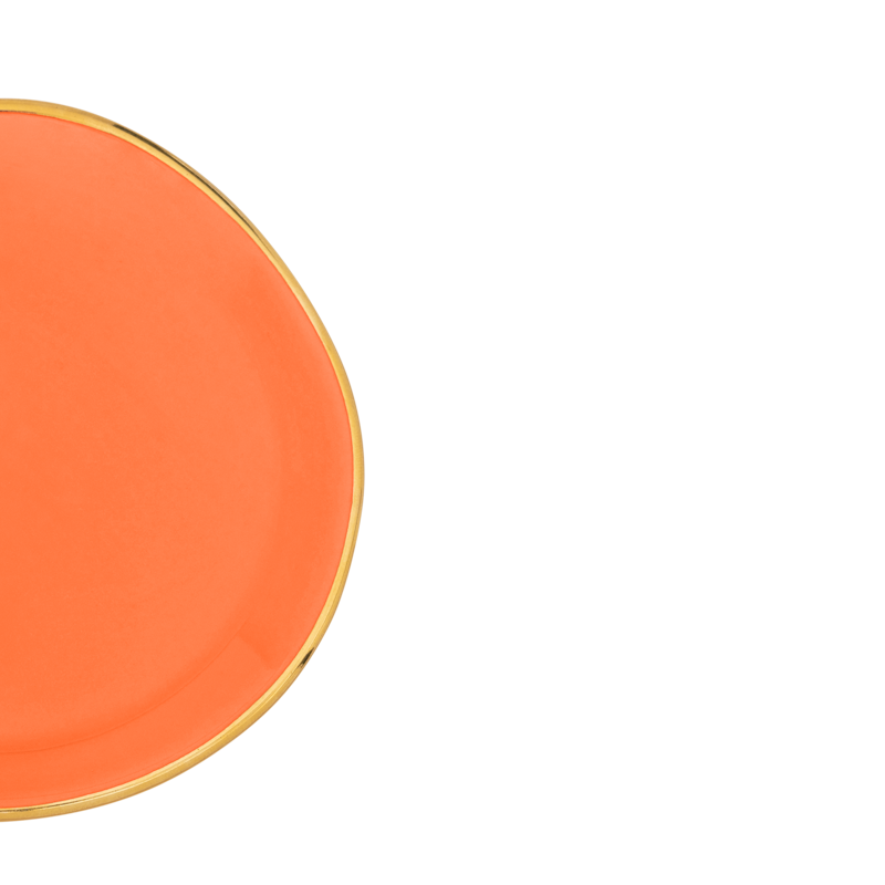 GOOD MORNING orange plate with gold finish