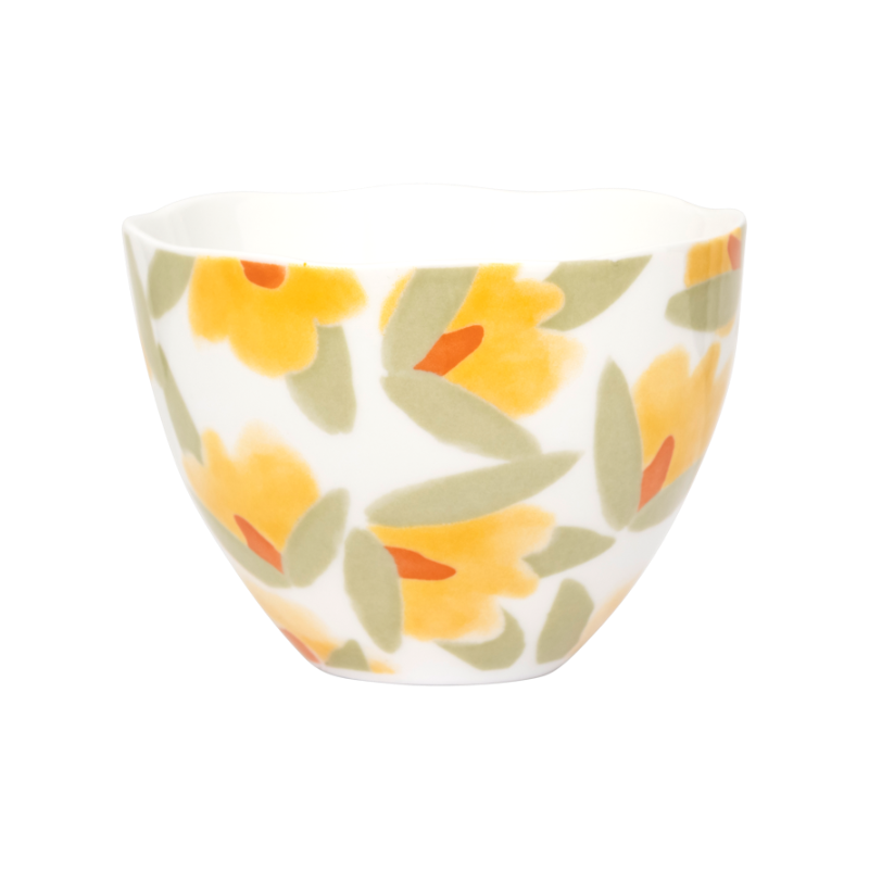 Cappuccino Cup LILJA Yellow Floral Motif