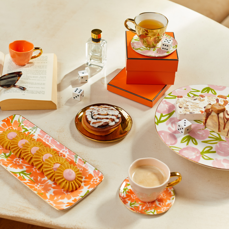 Półmisek ceramiczny GOOD MORNING pomarańczowy motyw kwiatowy