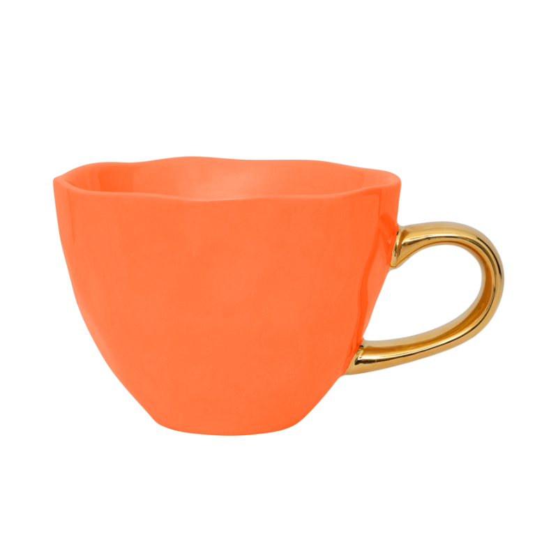 GOOD MORNING orange cappuccino cup with gold