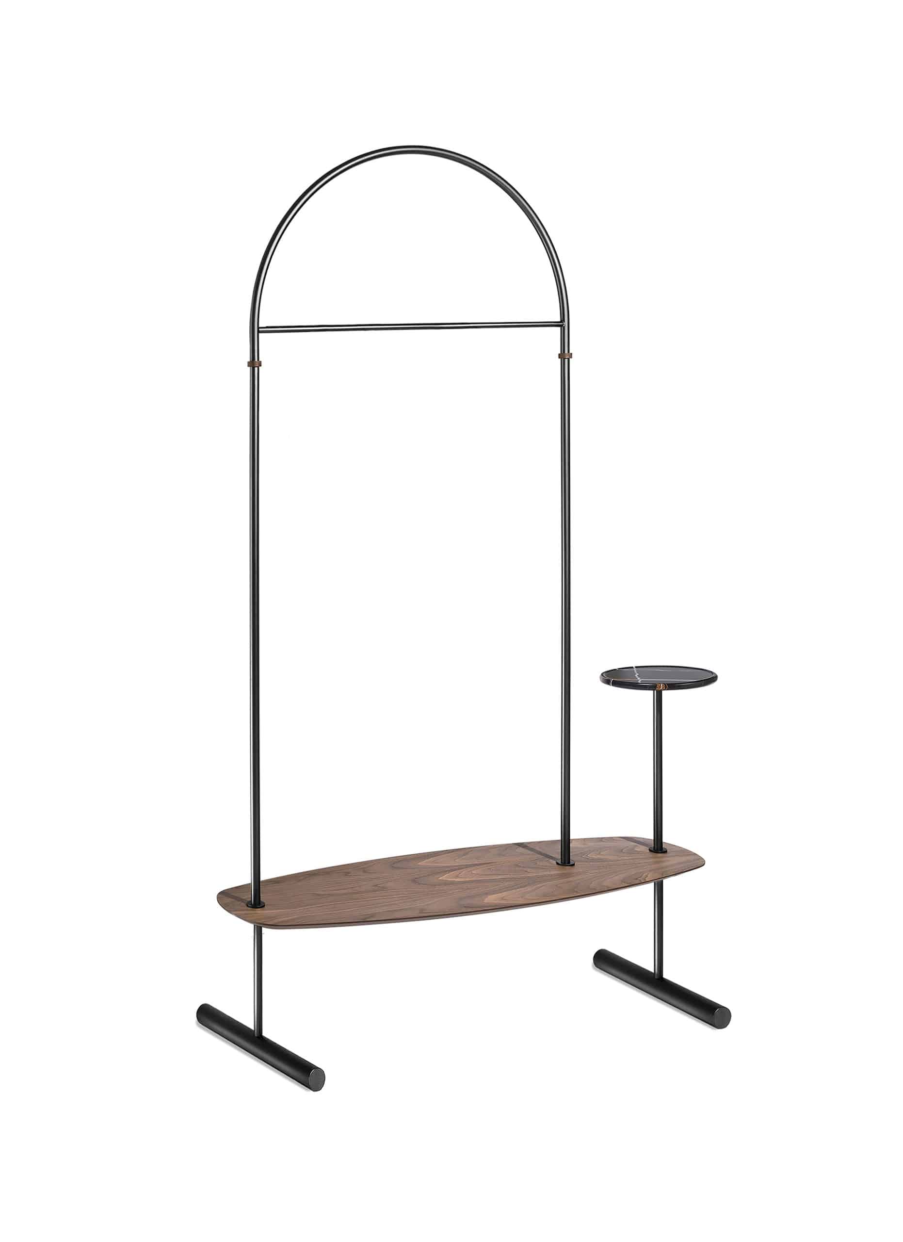 Wandgarderobe mit Spiegel ARCO Nussbaumholz mit schwarzer Oberfläche