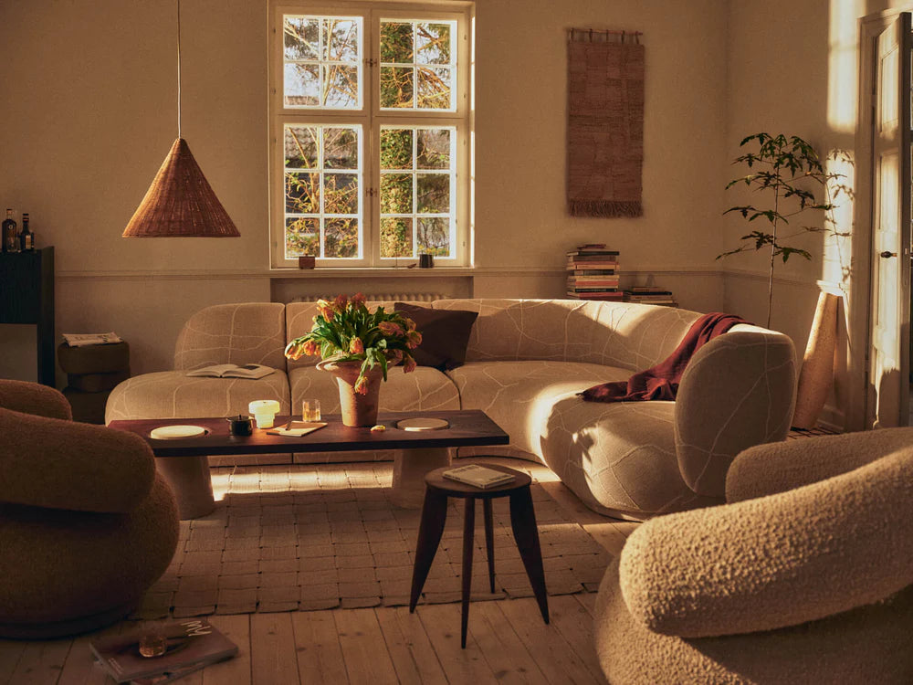 Sofa modułowa RICO Can Lis - element końcowy lewostronny piaskowy z białym