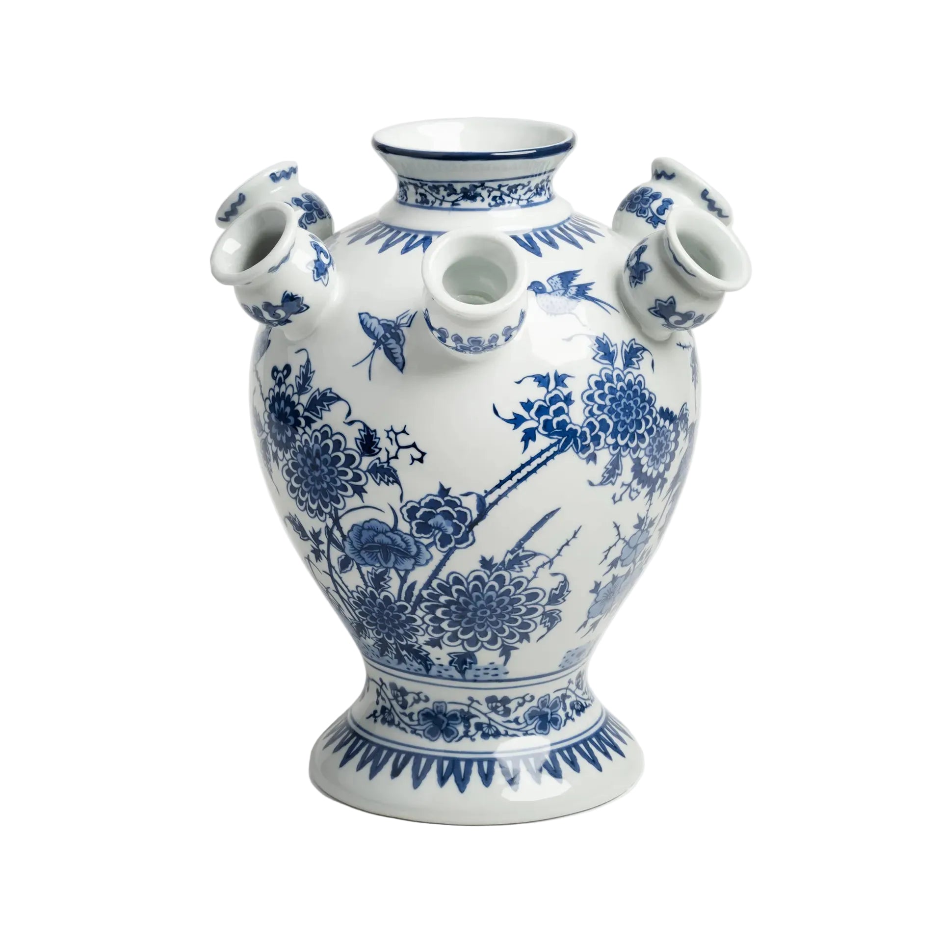 Wazon TULIP CASCADE biały z niebieskim