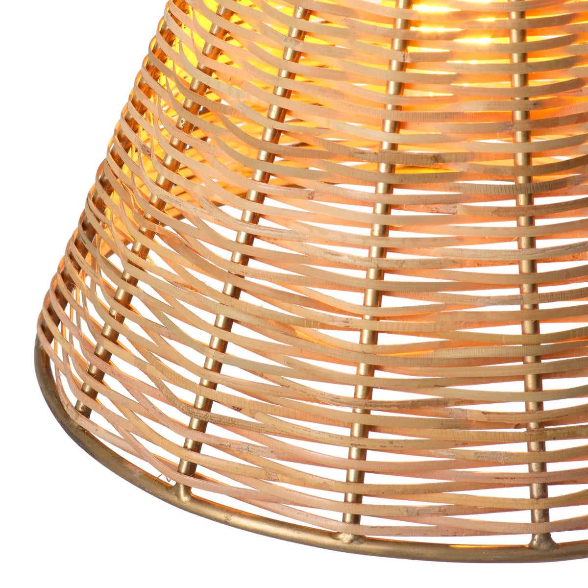 Lampa wisząca KON TIKI antyczny złoty z wikliną