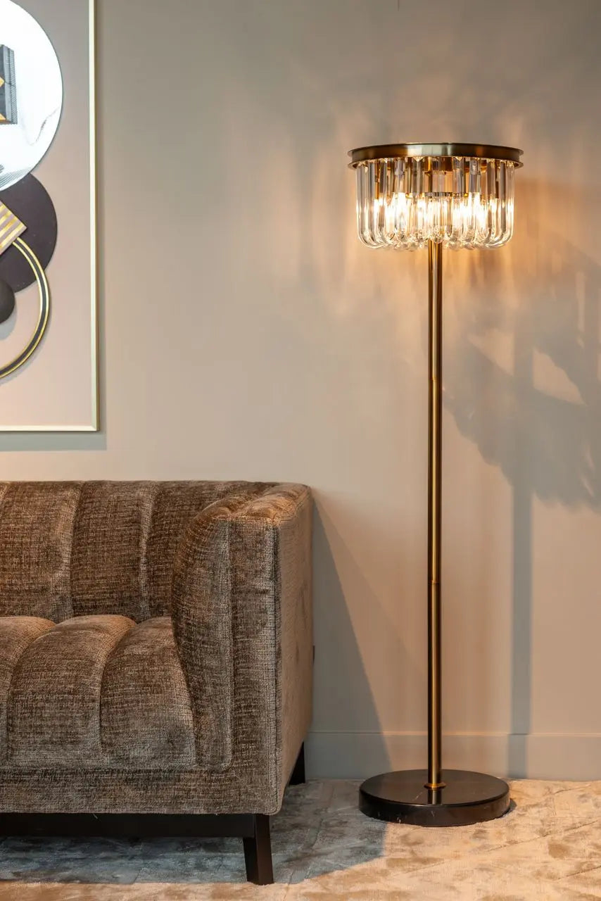 Lampa podłogowa DAGMAR szkło z czarną podstawą