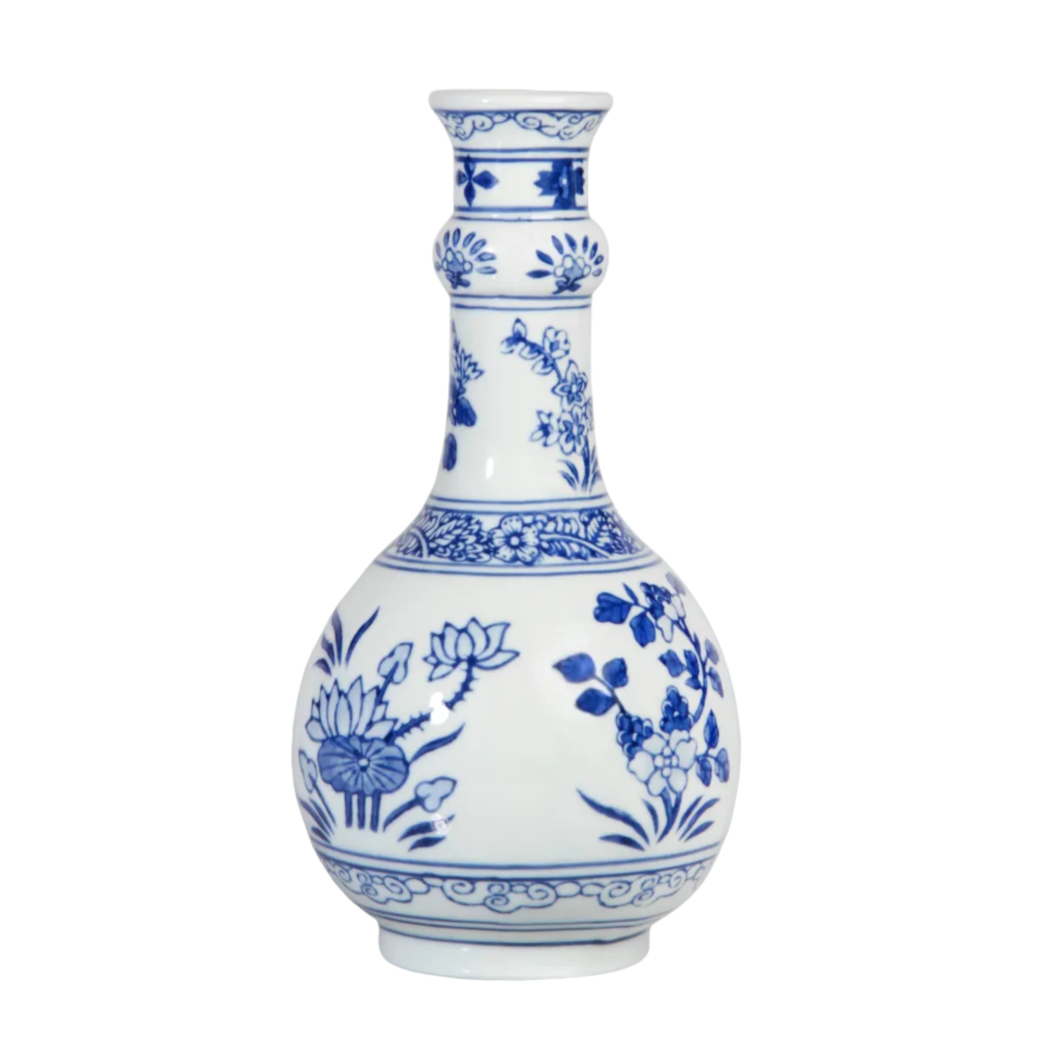 FLOWERS RUYI vase white with blue