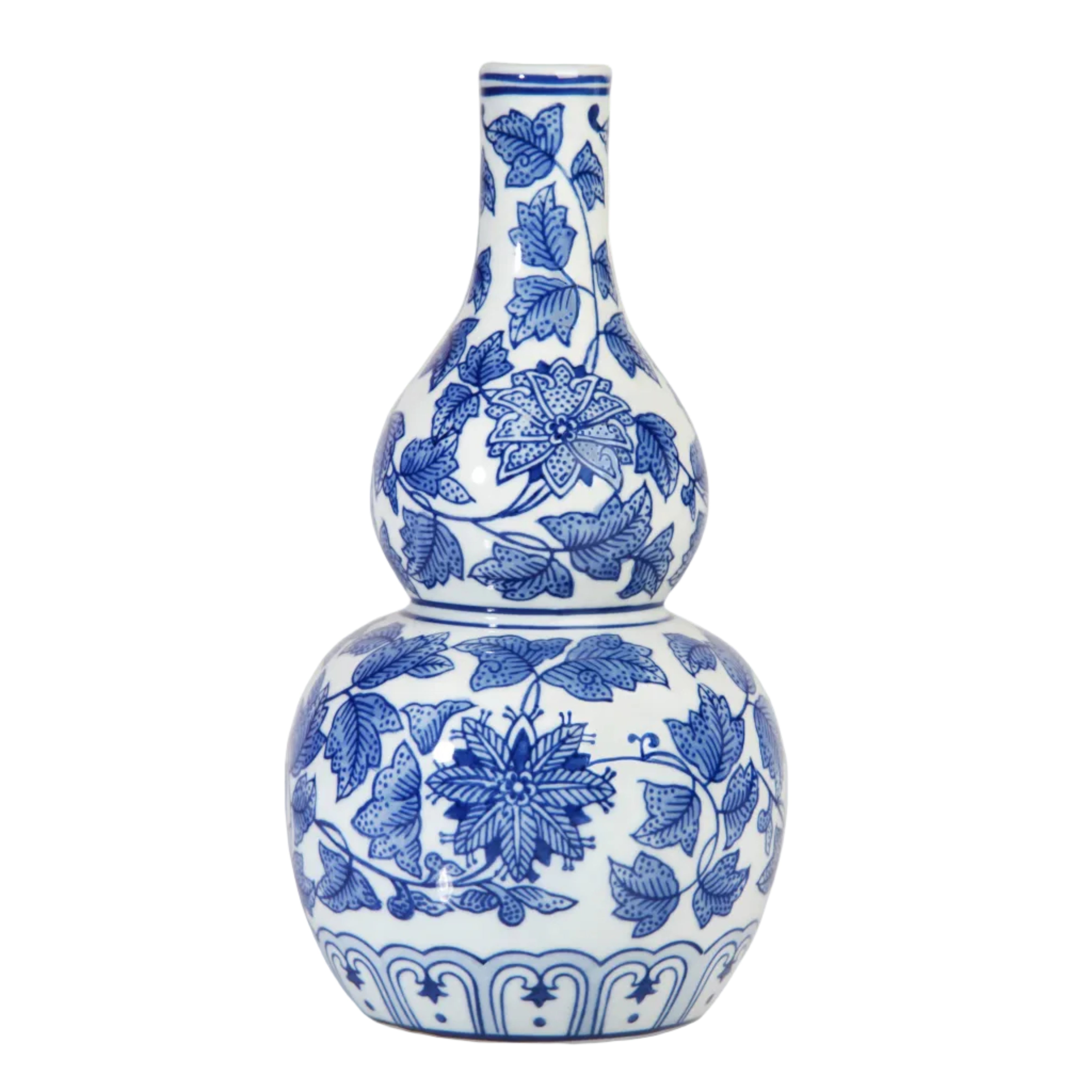 Vase FLOWERS LOTUS weiß mit Blau