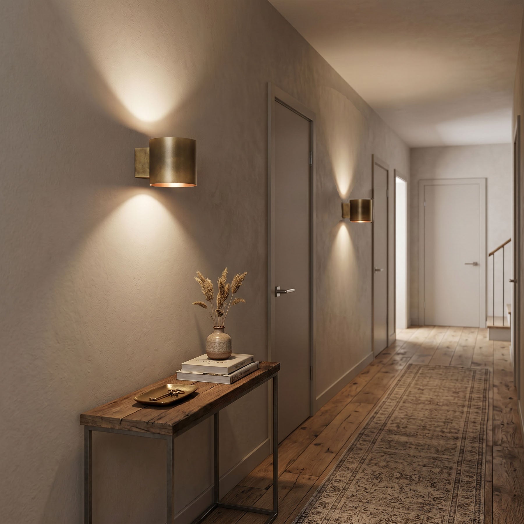 Lampa ścienna TUBE przecierany mosiądz – styl minimalistyczny