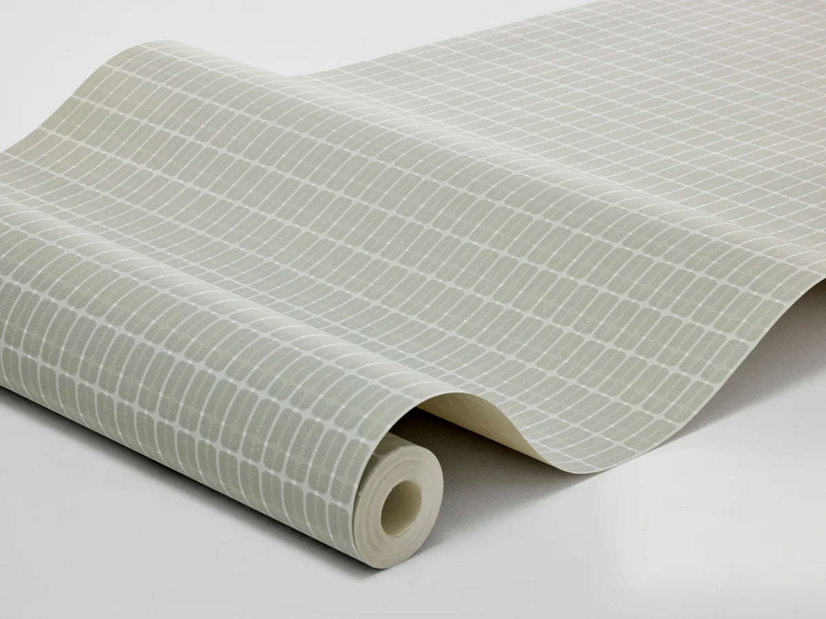 Geometric Patterned Wallpaper in Check ALVAR AALTO M.I.T Green