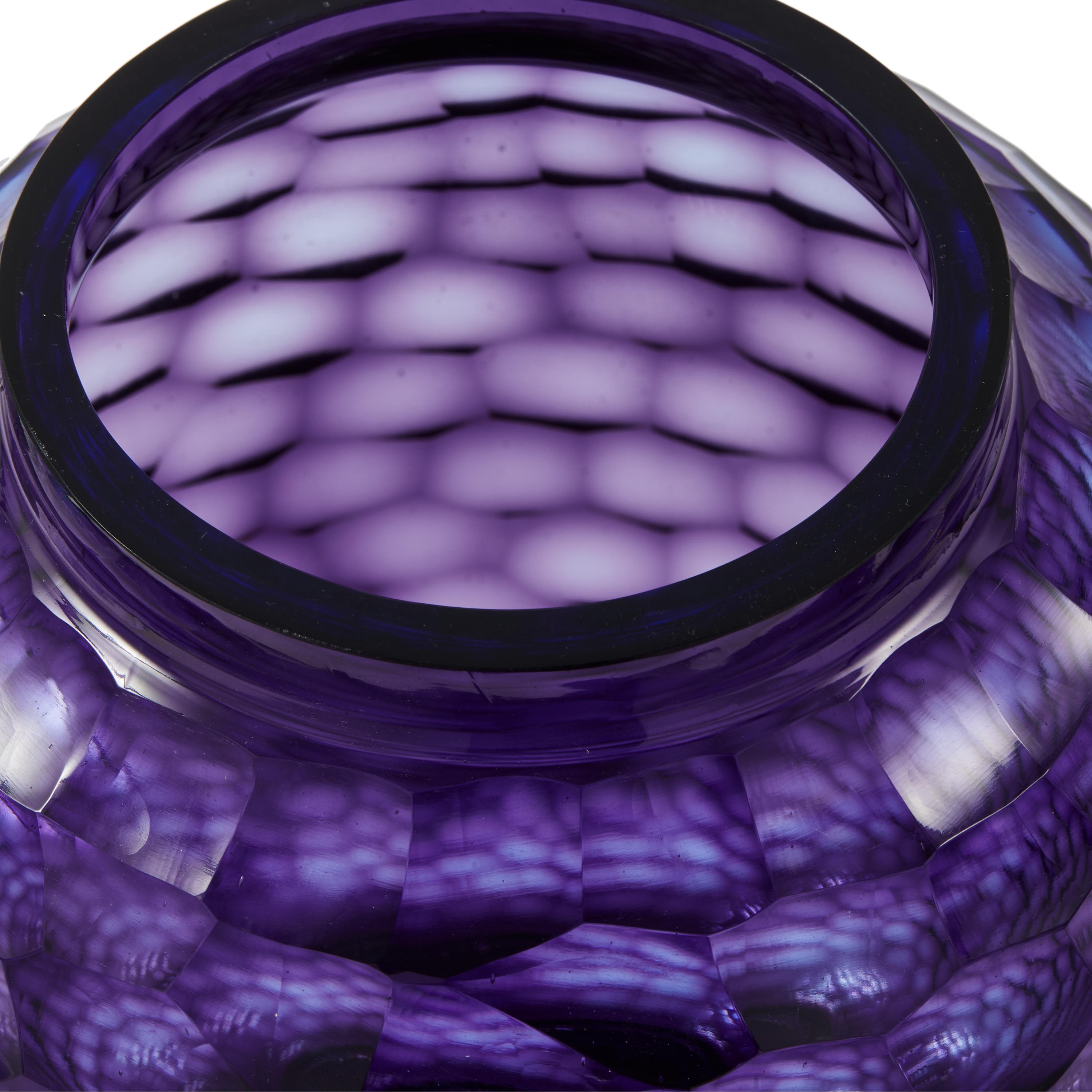 Dark Purple HONEYCOMB Glass Vase