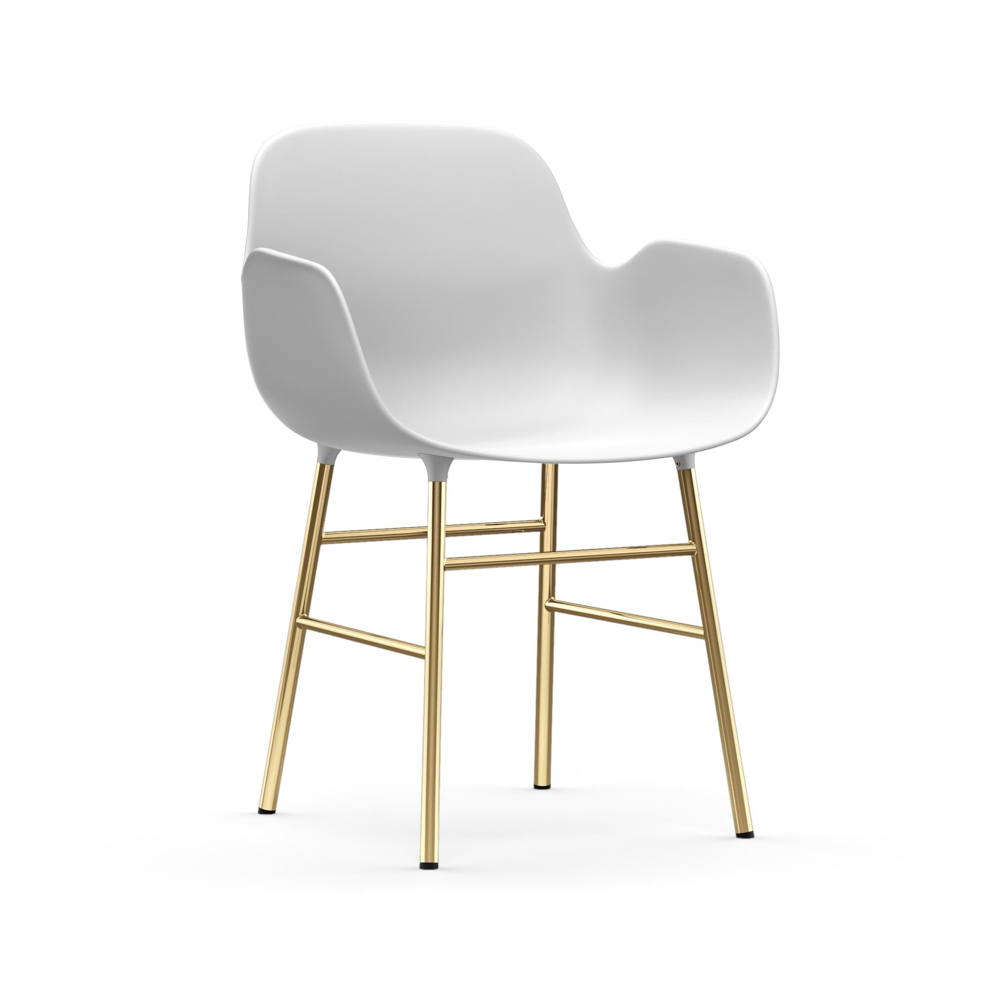 Chair with armrests white with a golden base
