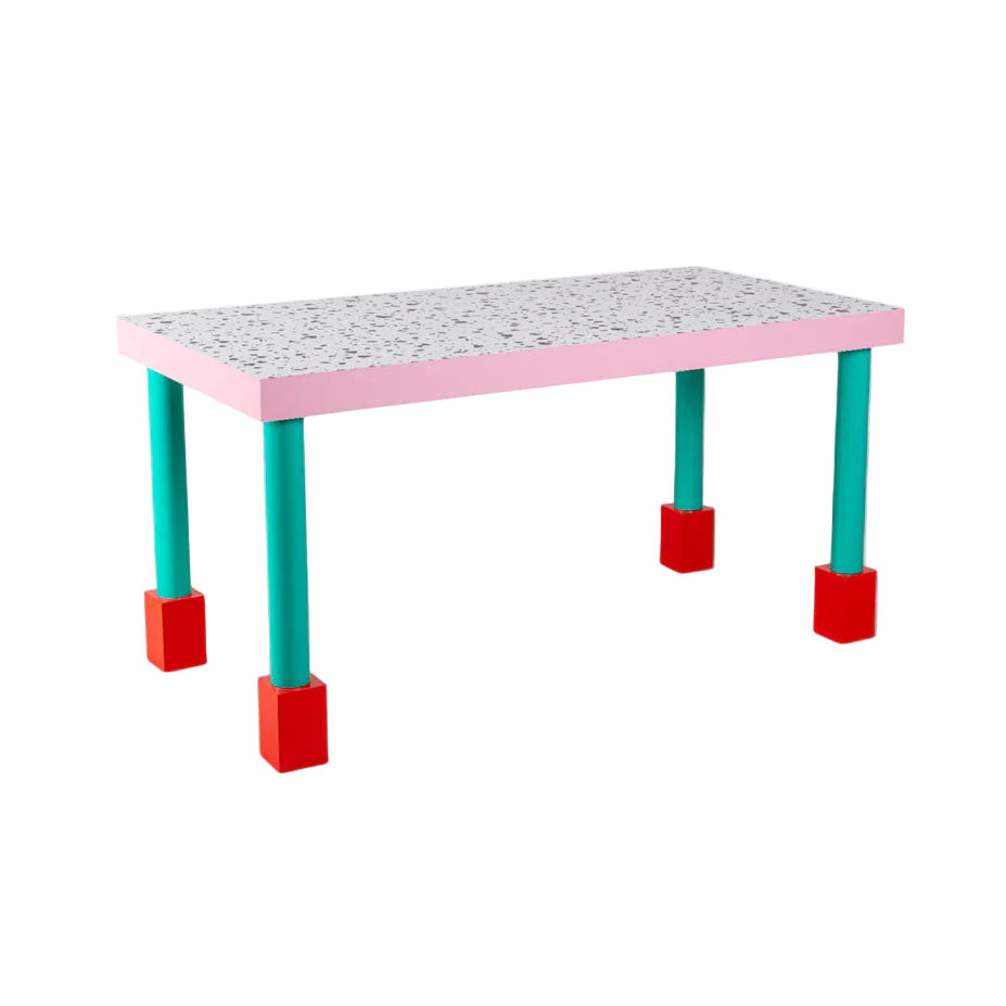 Stół SUPERTABLE TERRAZZO różowy z turkusowym