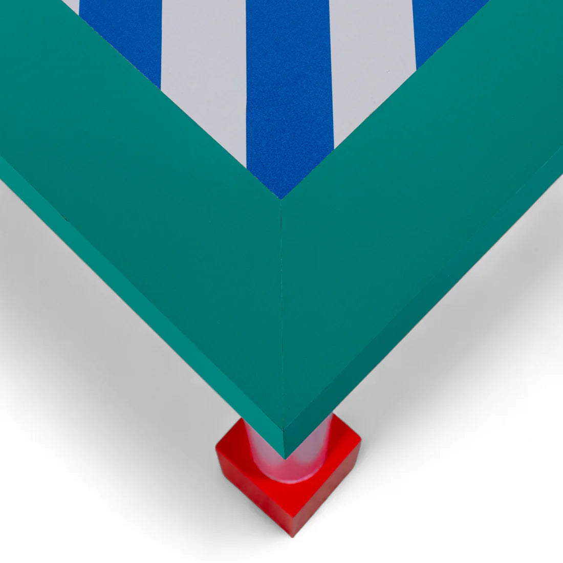 Square Table SUPERSQUARE BLUE STRIPES blue with pink base