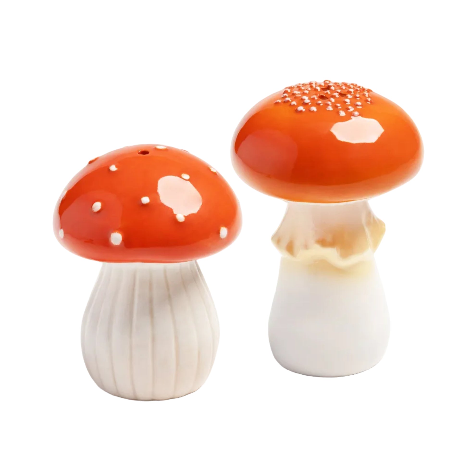 MUSHROOM red and white salt and pepper shaker set