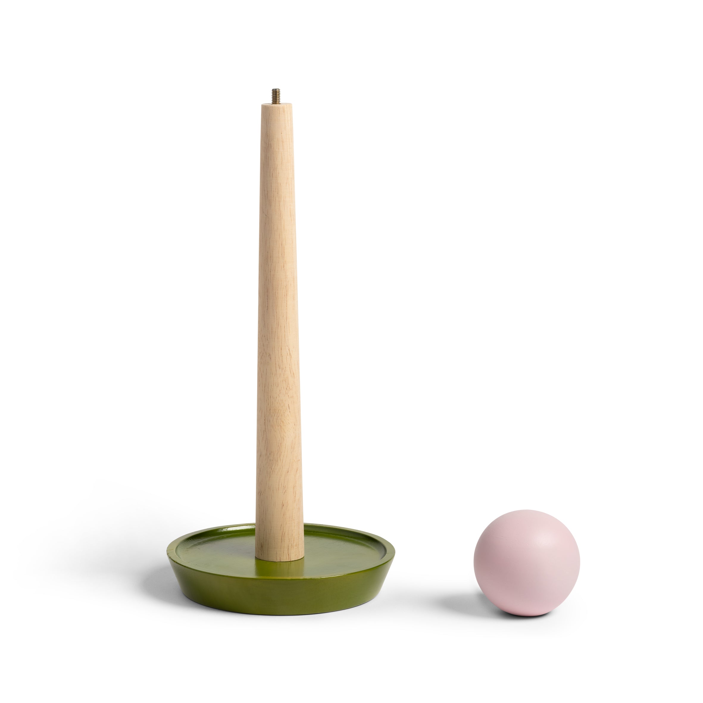 HALMA Wooden Paper Towel Holder in Green and Pink