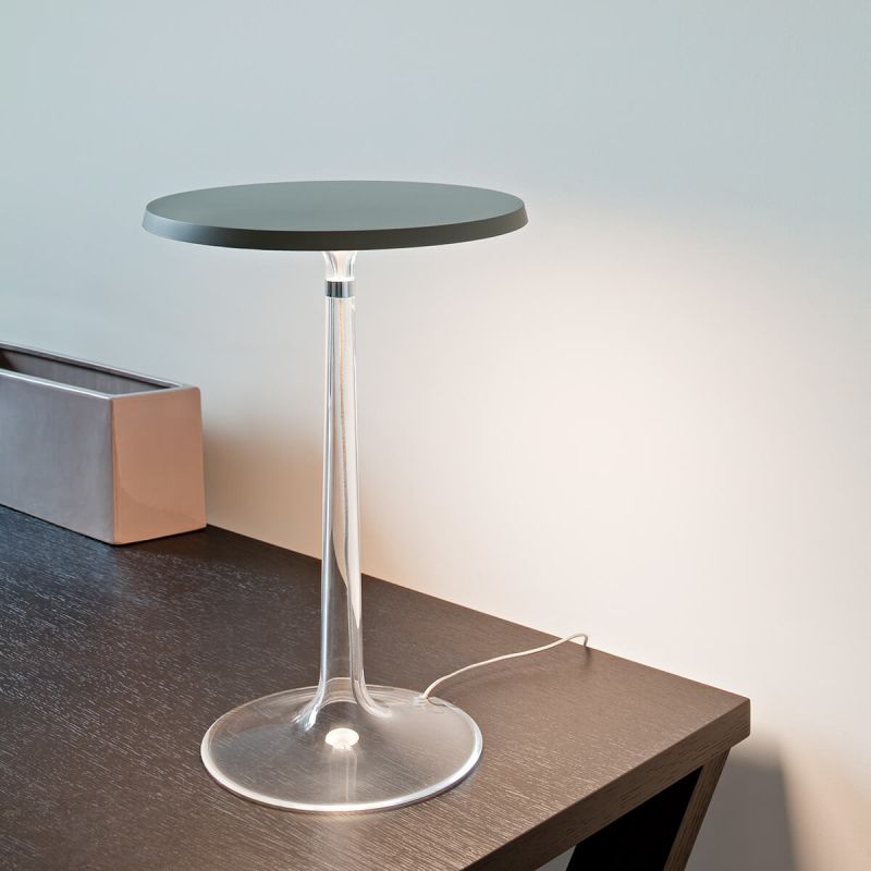 Tischlampe BON JOUR mattes Chrom mit transparentem Schirm