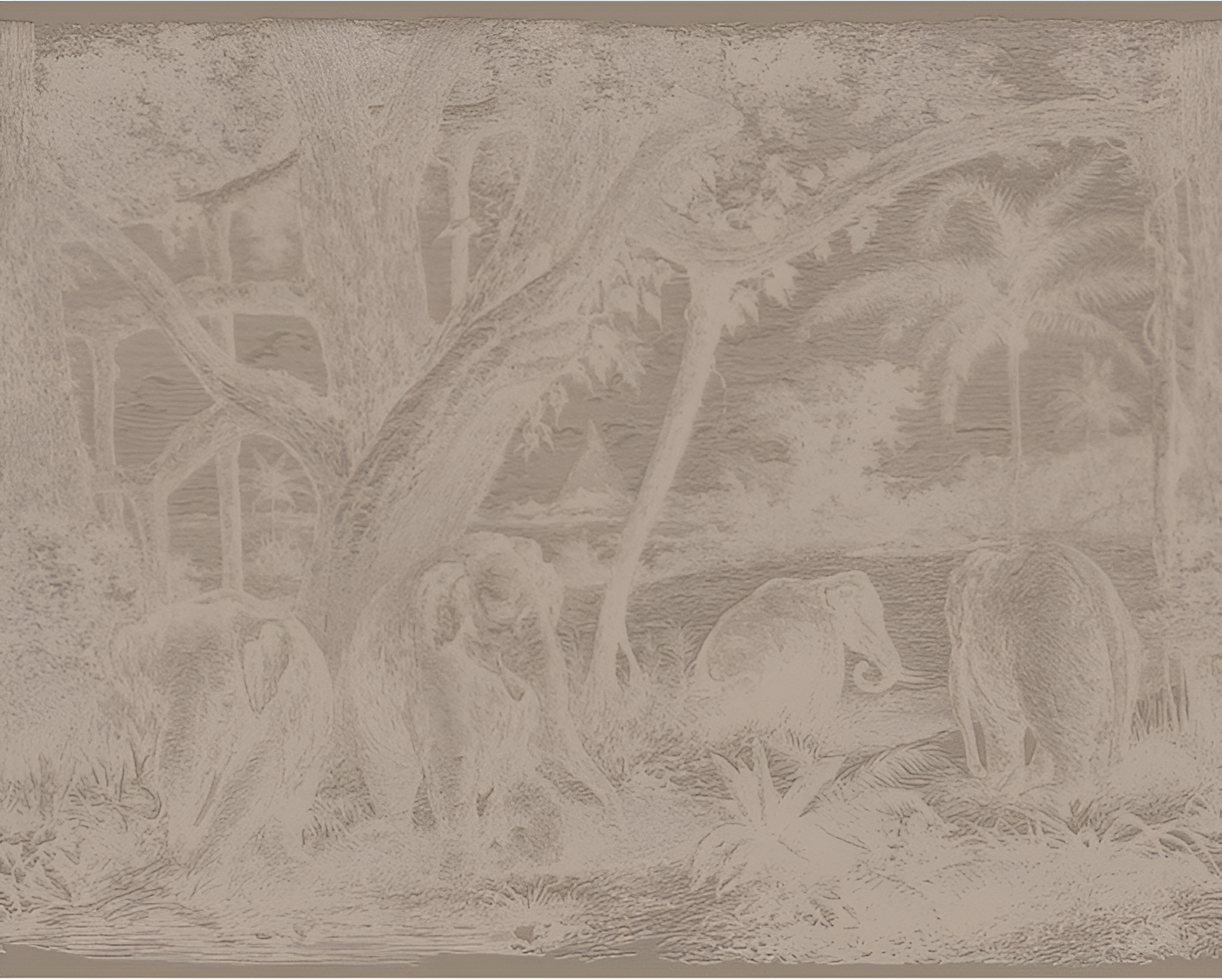 3D Textured Textile Mural with Animal Motif MAXIMUS - BROWN TABAC