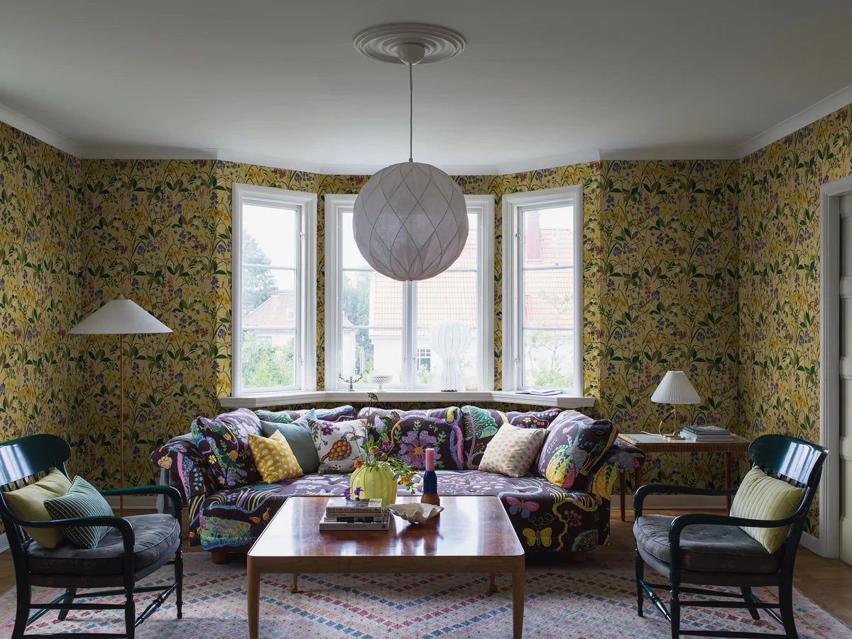 Tapeta z roślinnym motywem kwiatów ROS OCH LILJA żółty