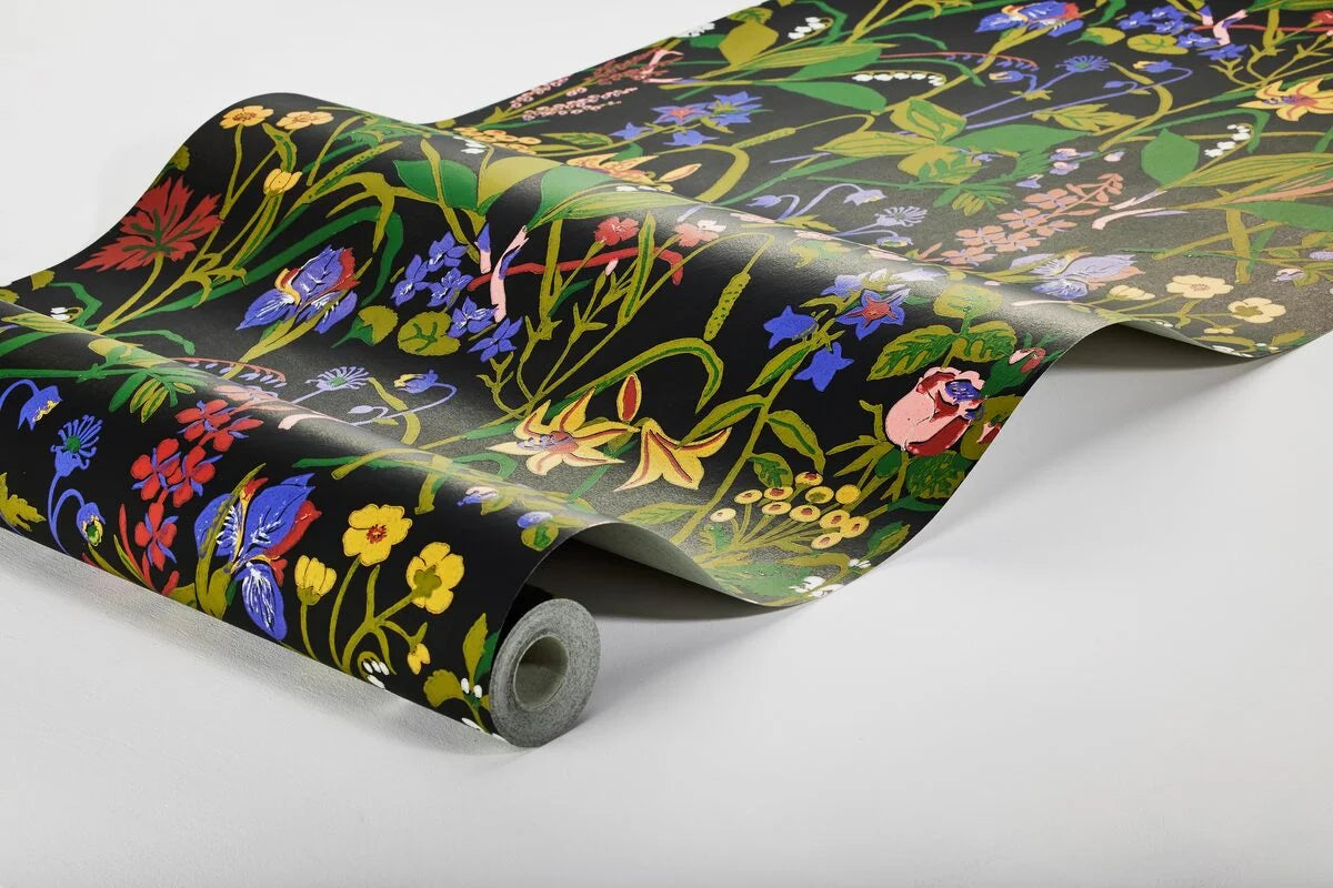 Tapeta z roślinnym motywem kwiatów ROS OCH LILJA czarny