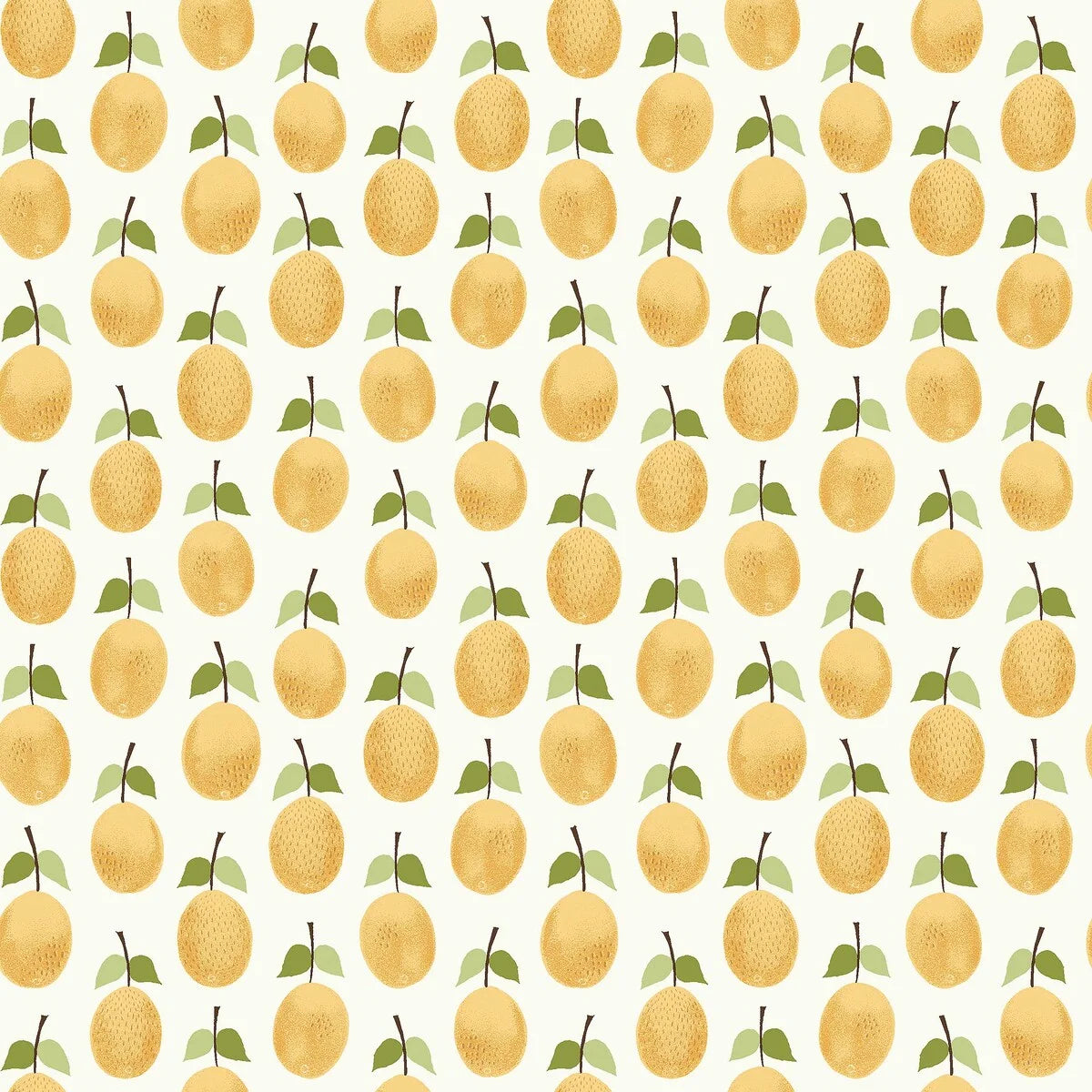 White and Yellow Fruit Motif Plant Wallpaper by PRUNUS
