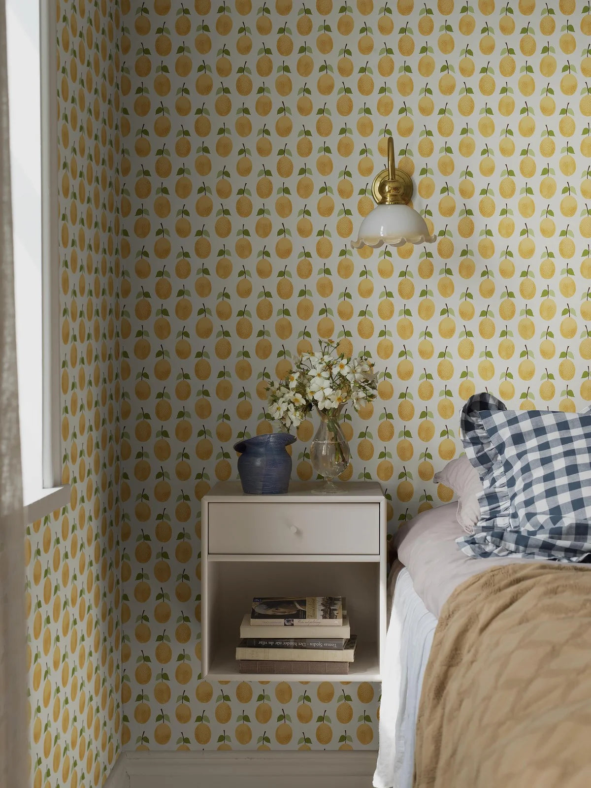 White and Yellow Fruit Motif Plant Wallpaper by PRUNUS