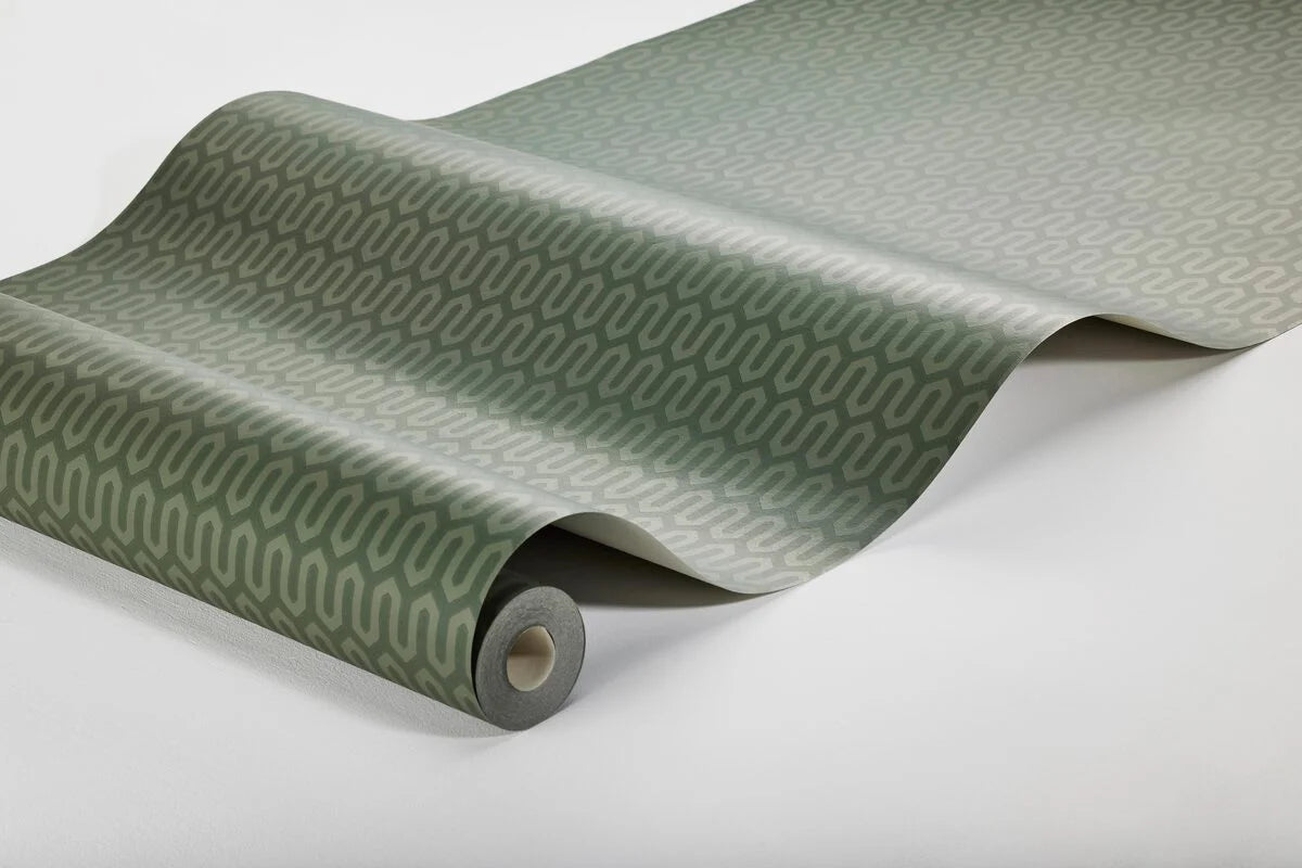 Non-woven paper wallpaper with geometric pattern YPSILON dark green