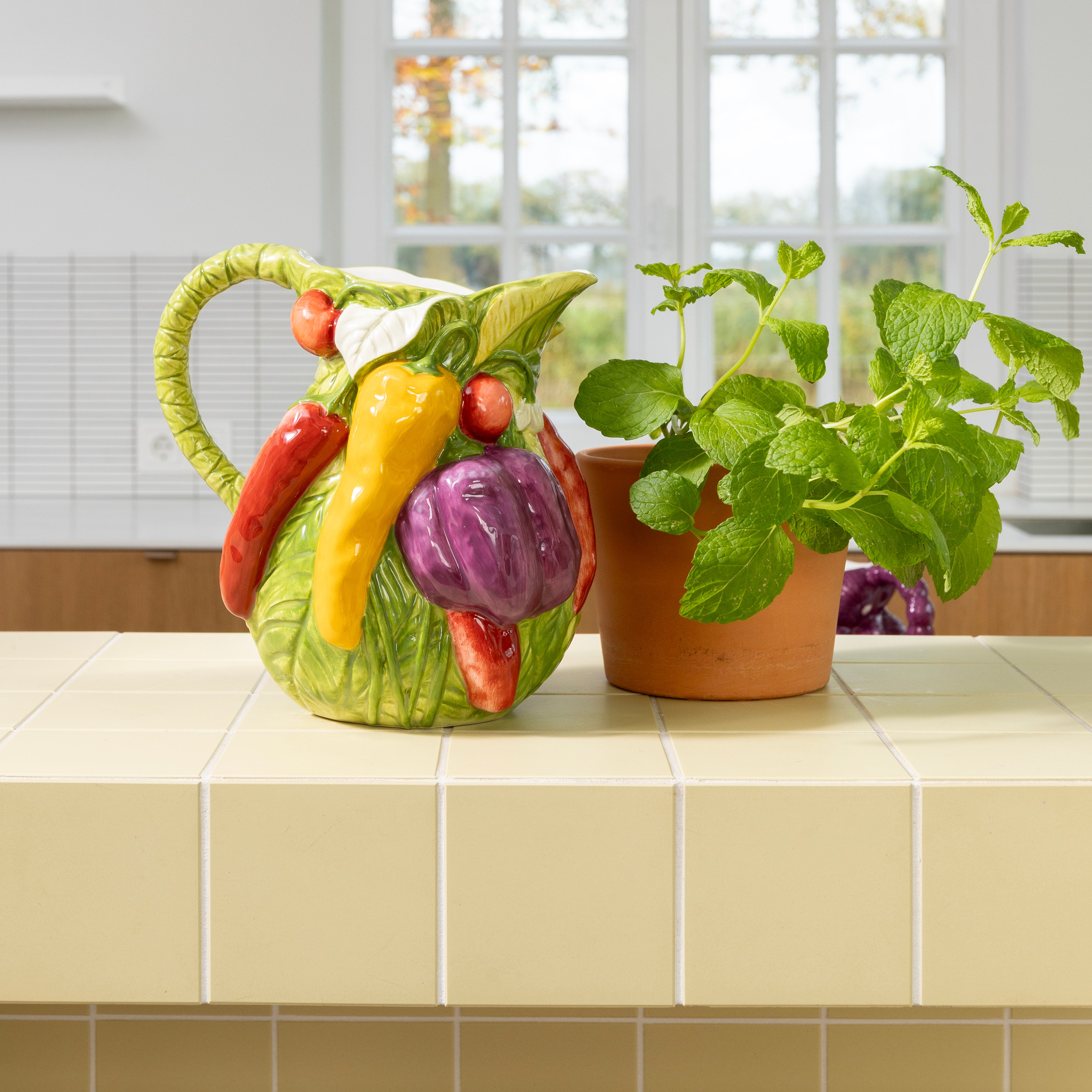 Dzbanek LEGUME PEPPER zielony z żółtym i czerownym