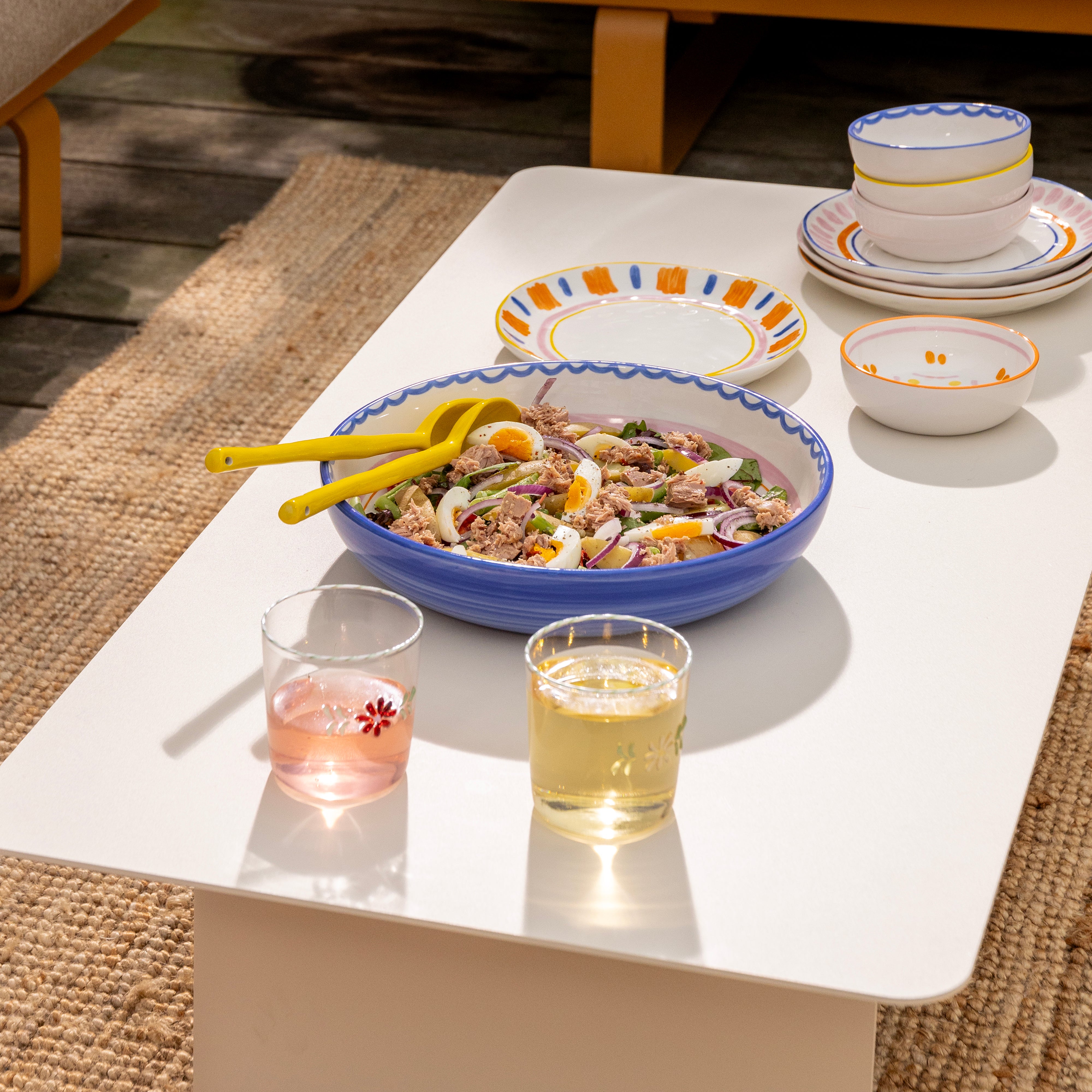 Zestaw szklanek FLORA motyw niebieskich kwiatów