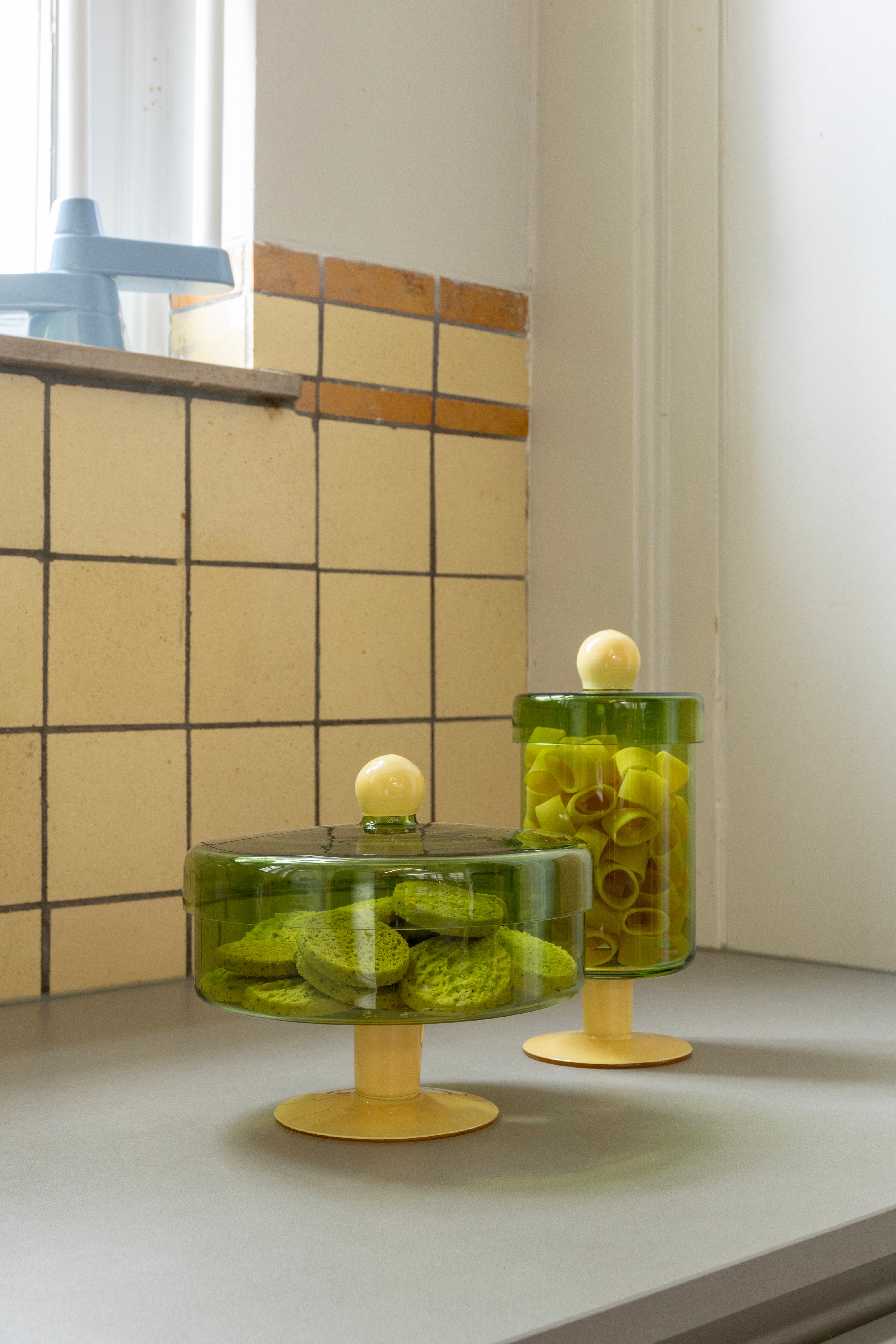 Patera z pokrywką DUO zielony z żółtym