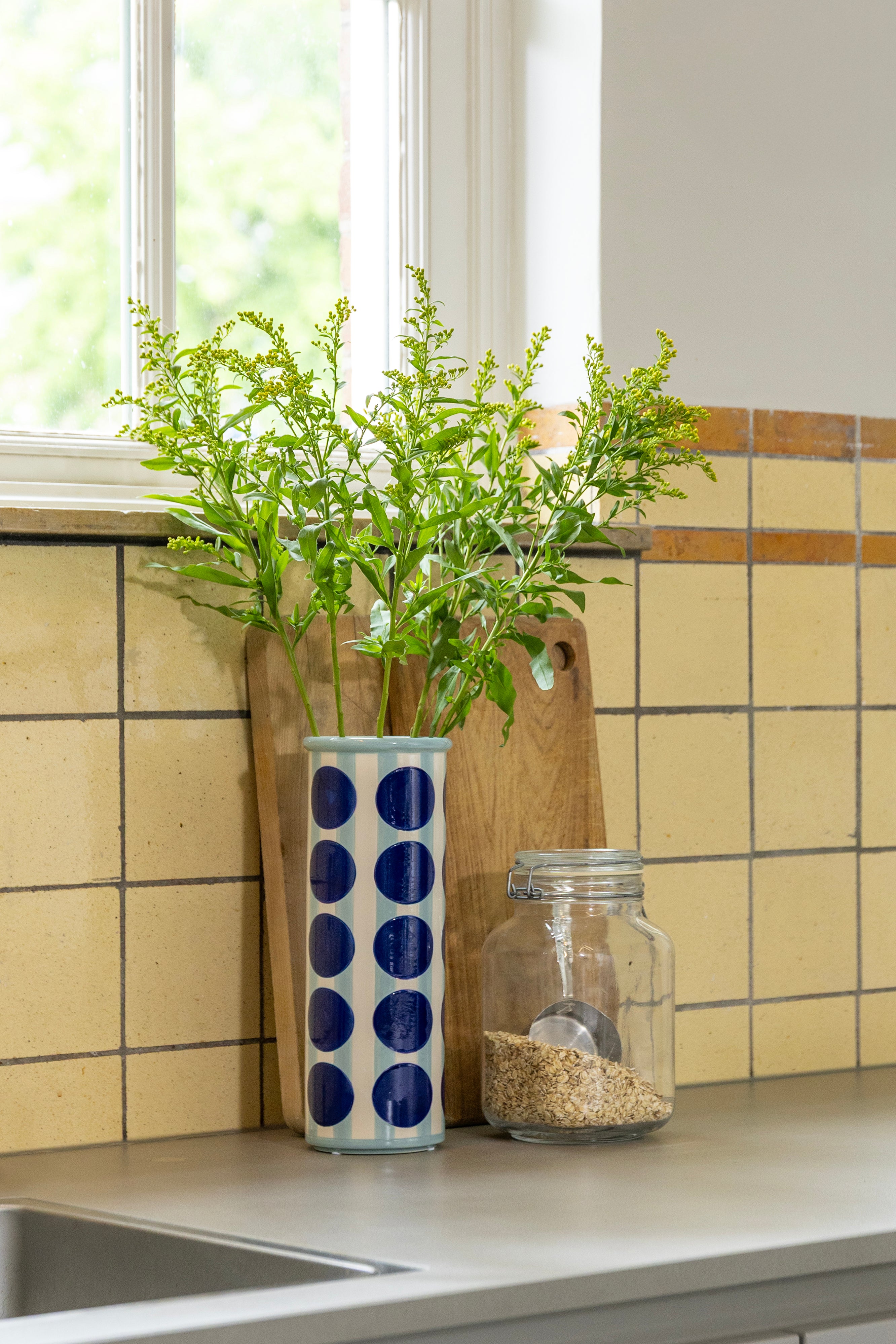 PATCH DOT vase blue with white