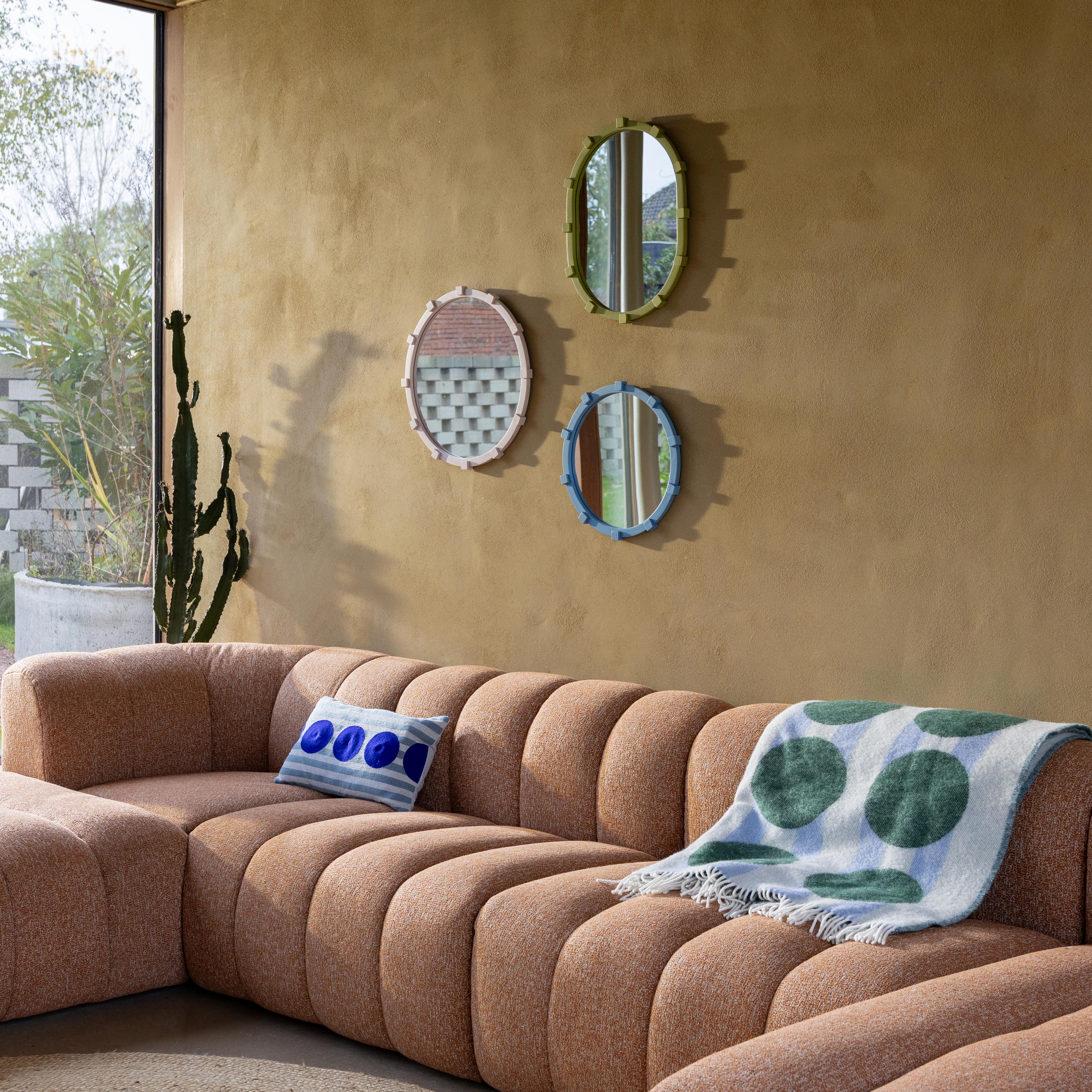 Lustro owalne CHUNK zielone drewno