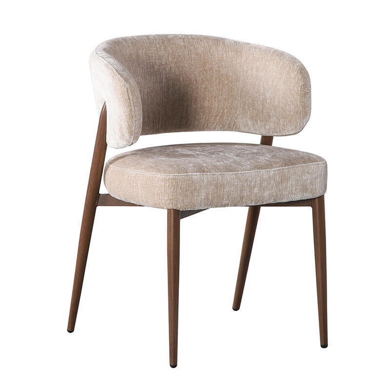 FUJI Chair in Beige with Dark Wooden Base